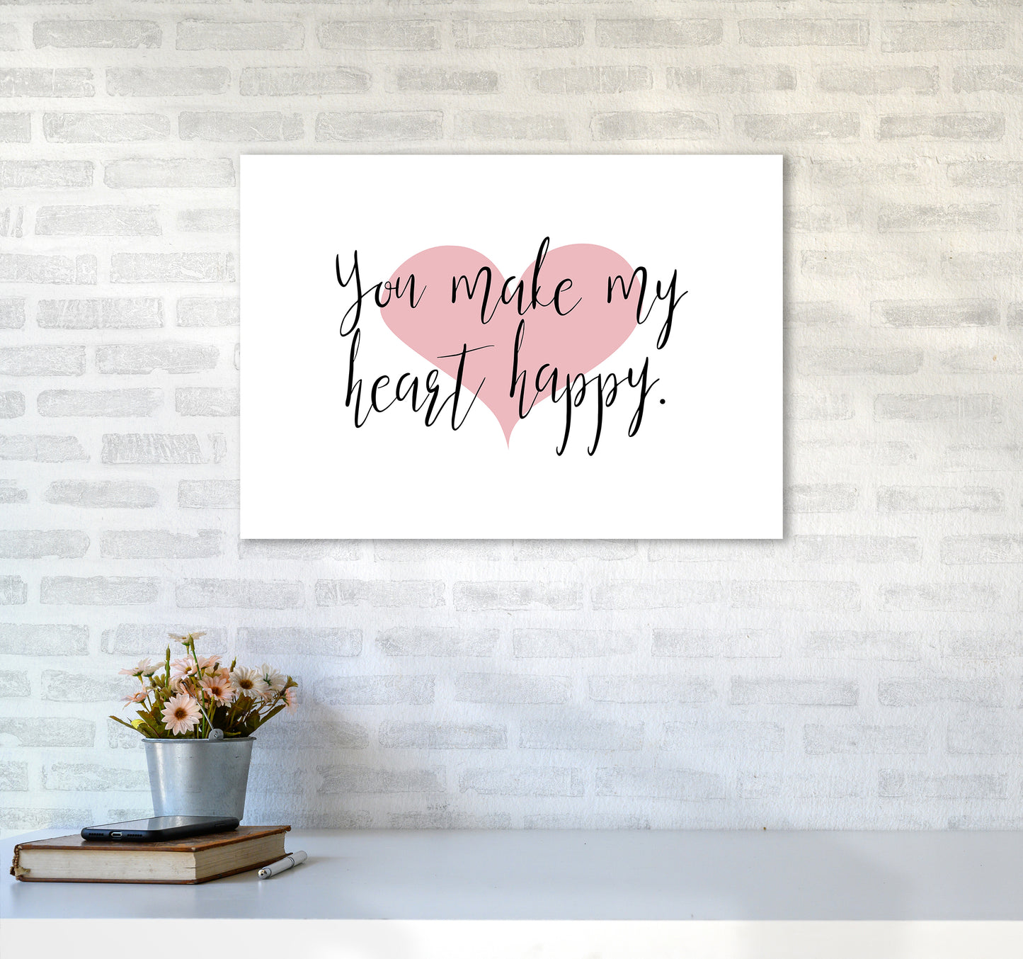 You Make My Heart Happy Art Print by Pixy Paper A2 Black Frame