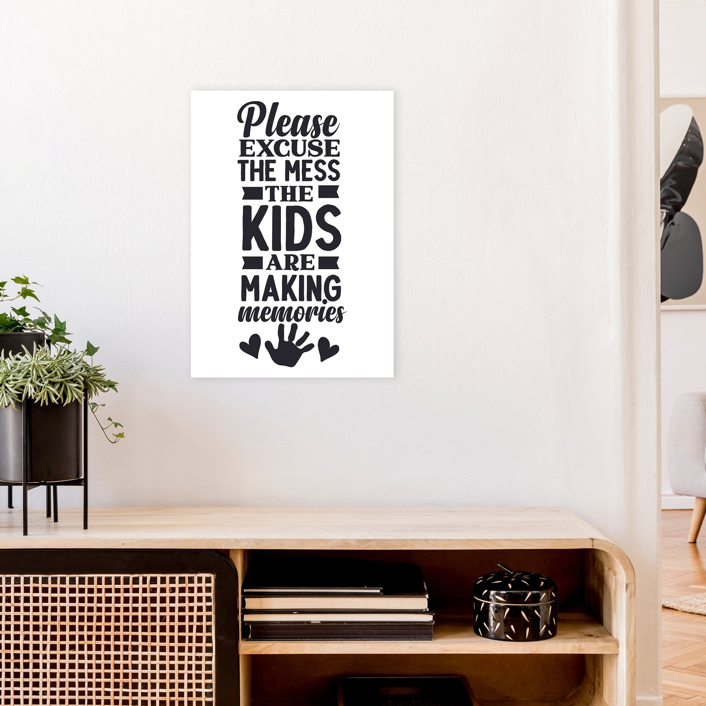 Please Excuse The Mess Art Print by Pixy Paper A2 Black Frame