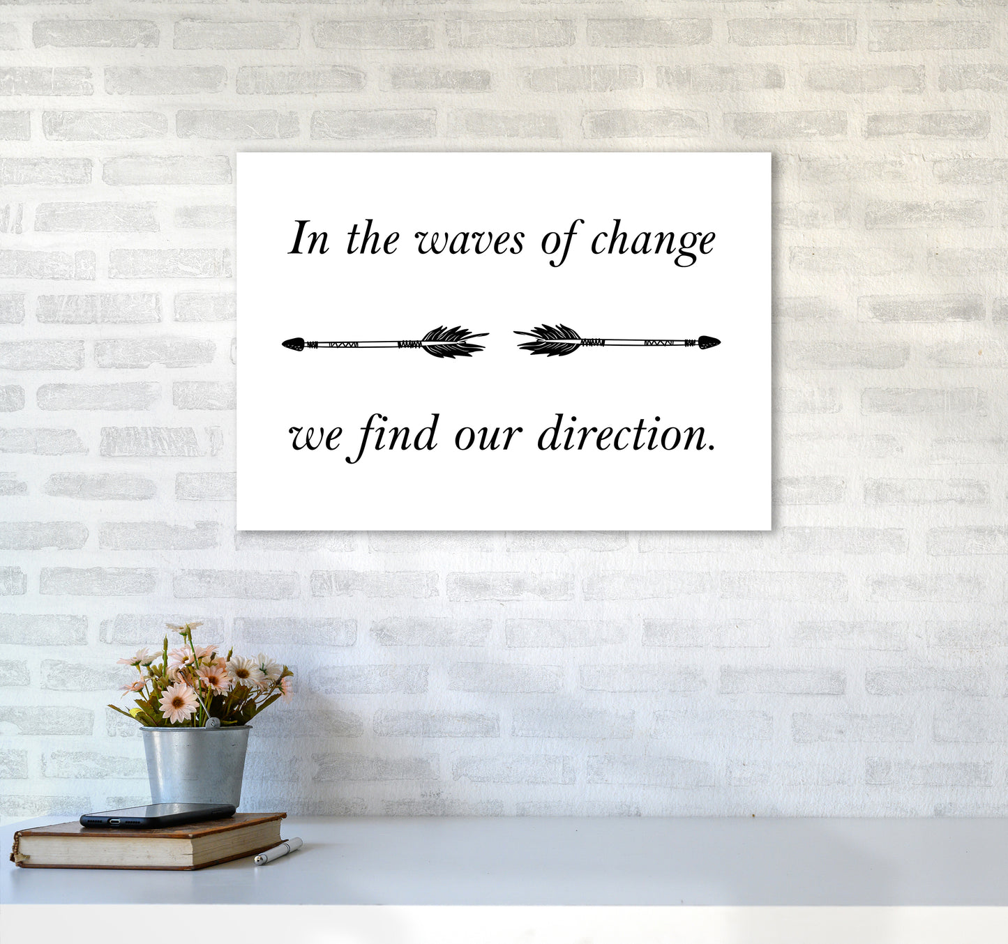In The Waves Of Change Art Print by Pixy Paper A2 Black Frame