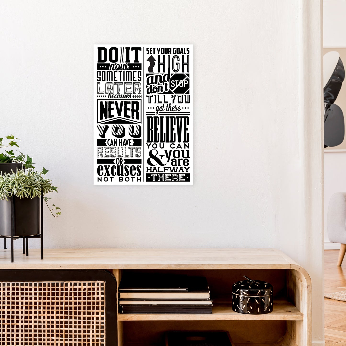Do It Now Vintage Art Print by Pixy Paper A2 Black Frame