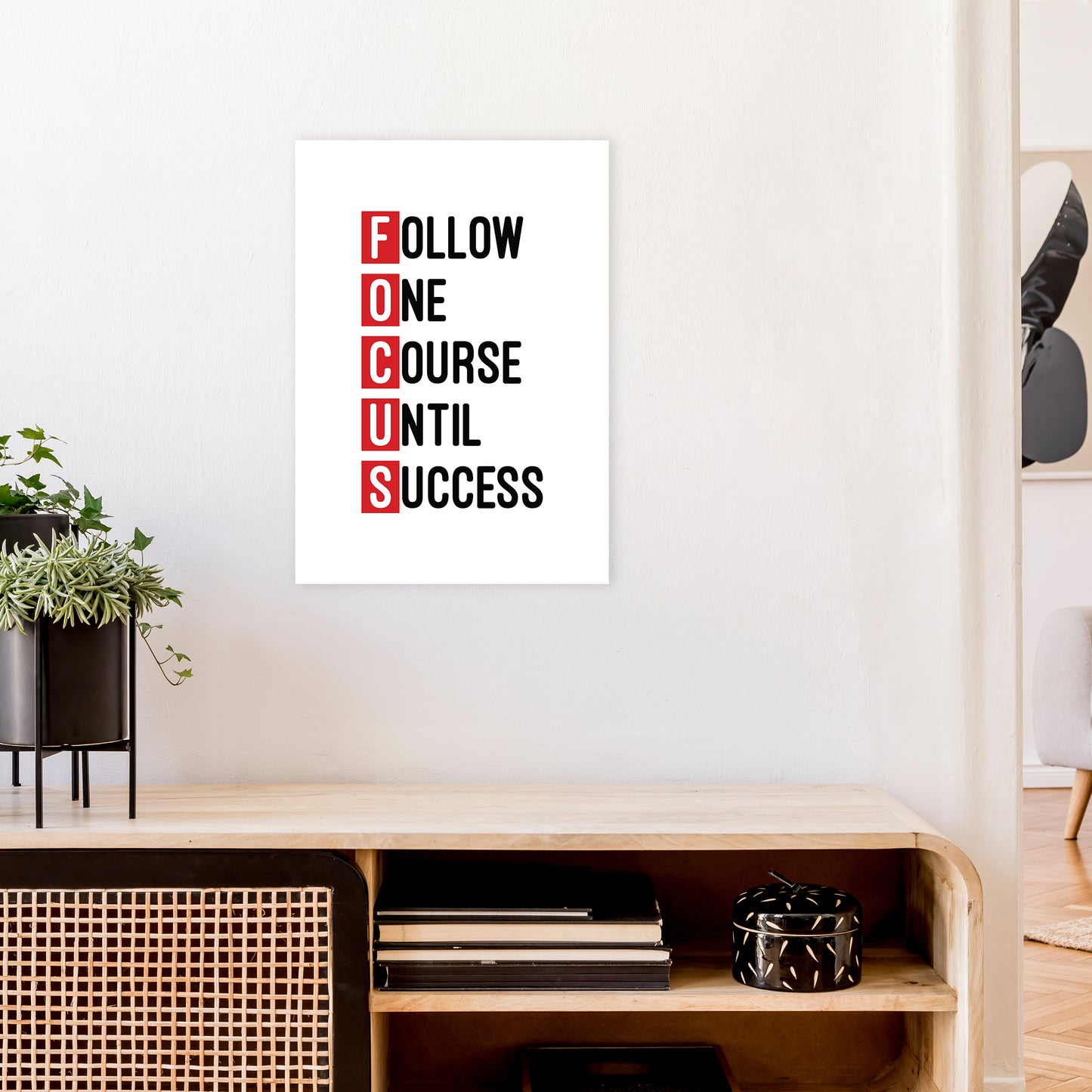 Focus Red Art Print by Pixy Paper A2 Black Frame