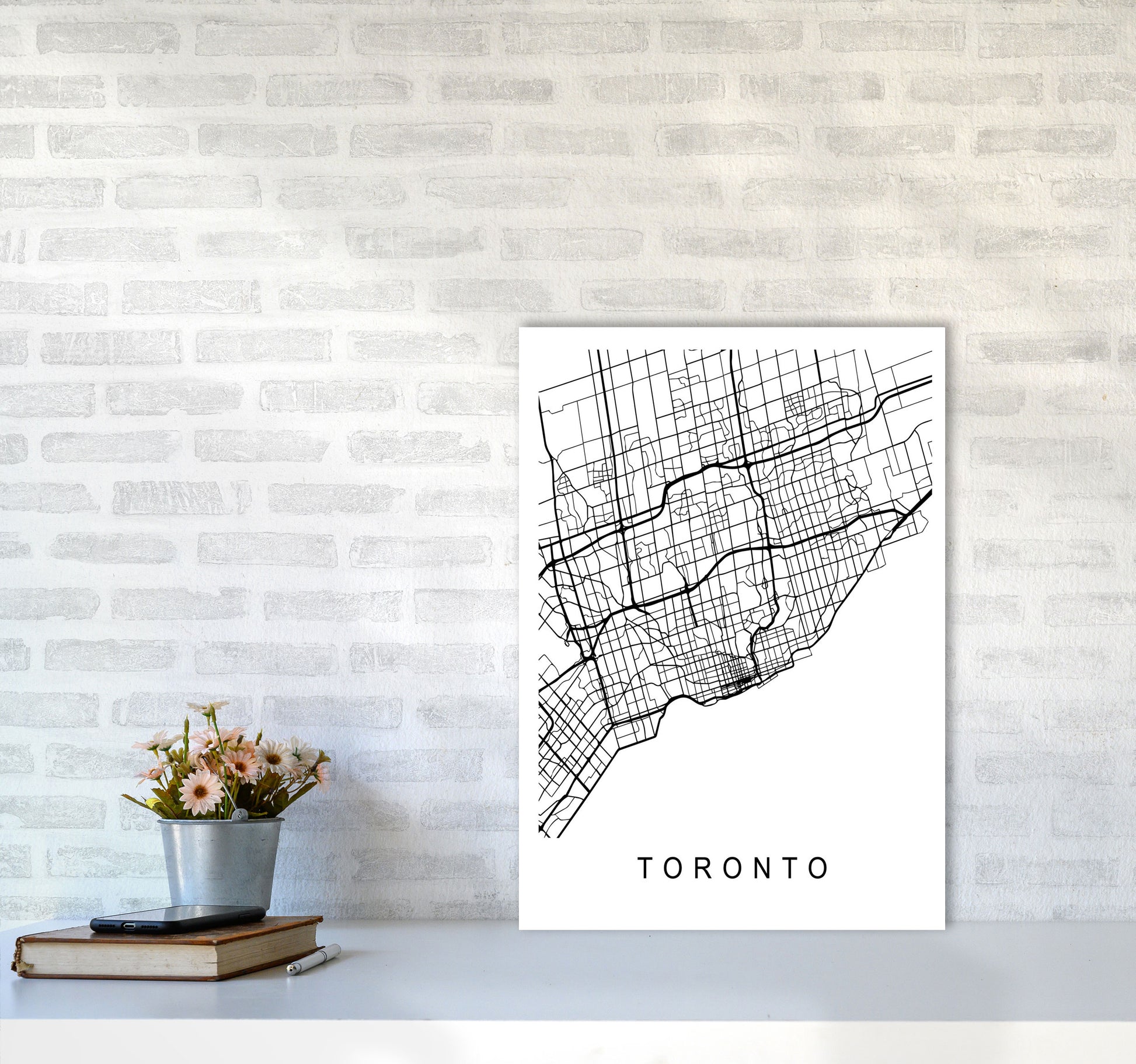 Toronto Map Art Print by Pixy Paper A2 Black Frame