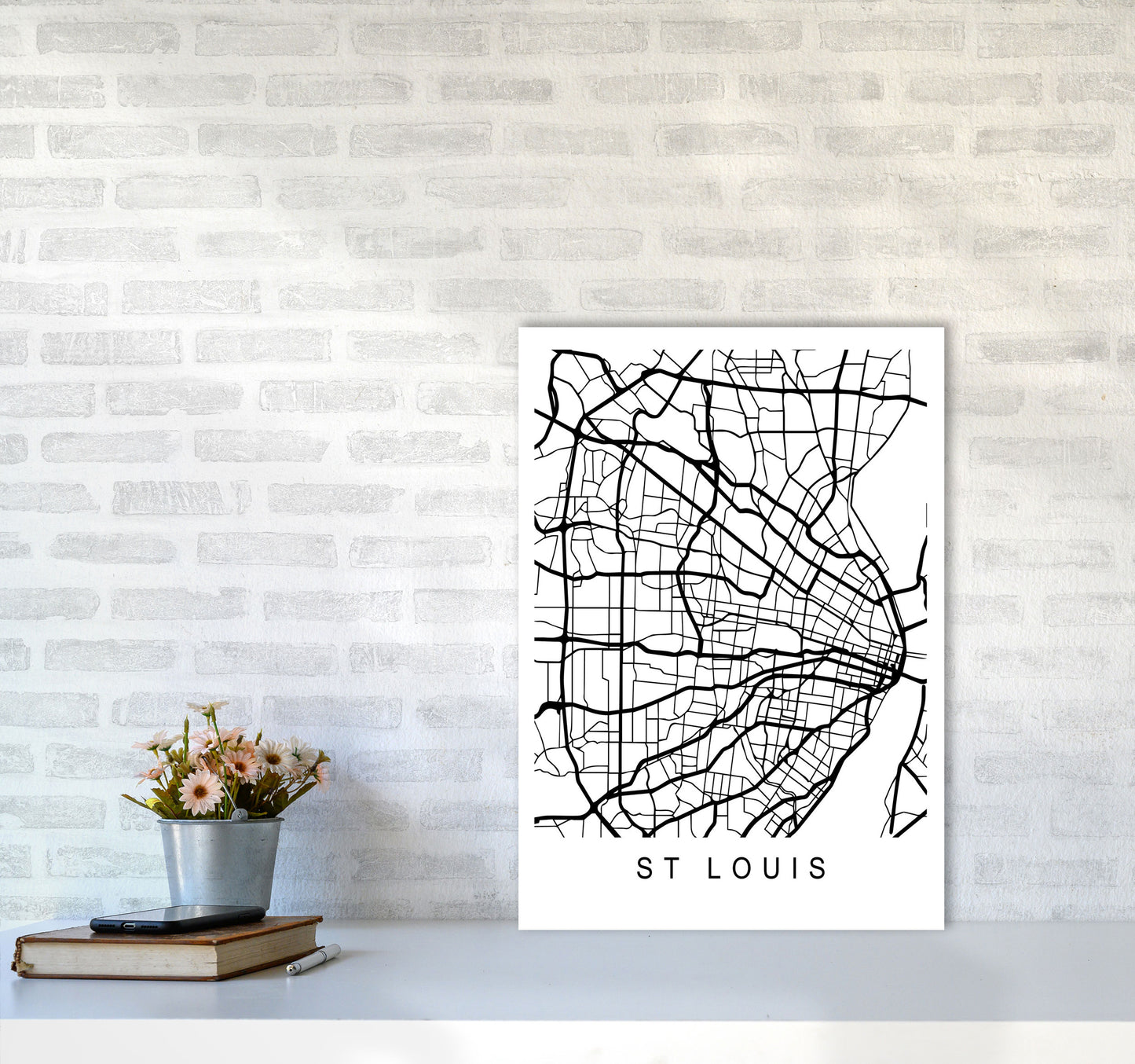 St Louis Map Art Print by Pixy Paper A2 Black Frame
