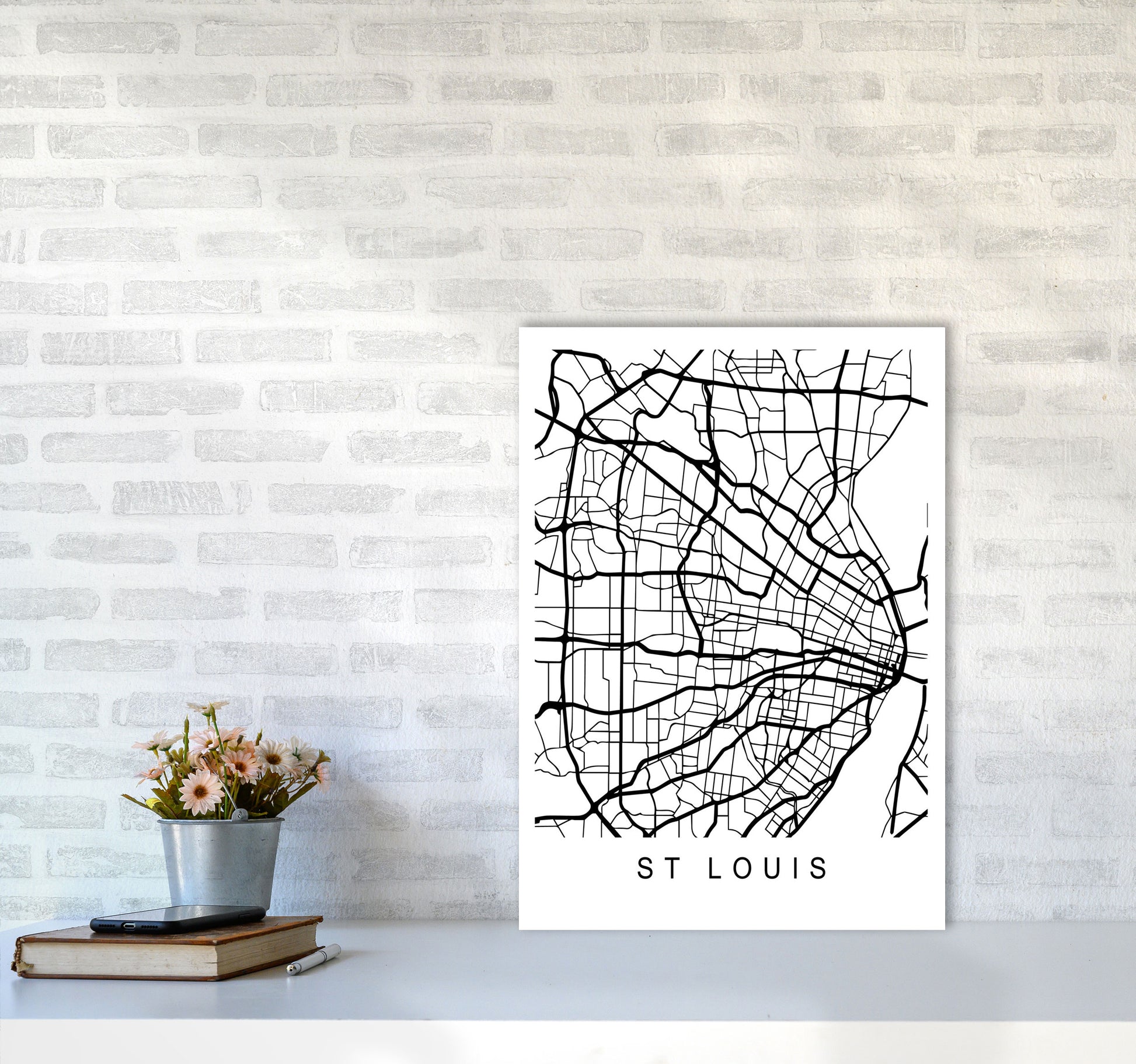St Louis Map Art Print by Pixy Paper A2 Black Frame
