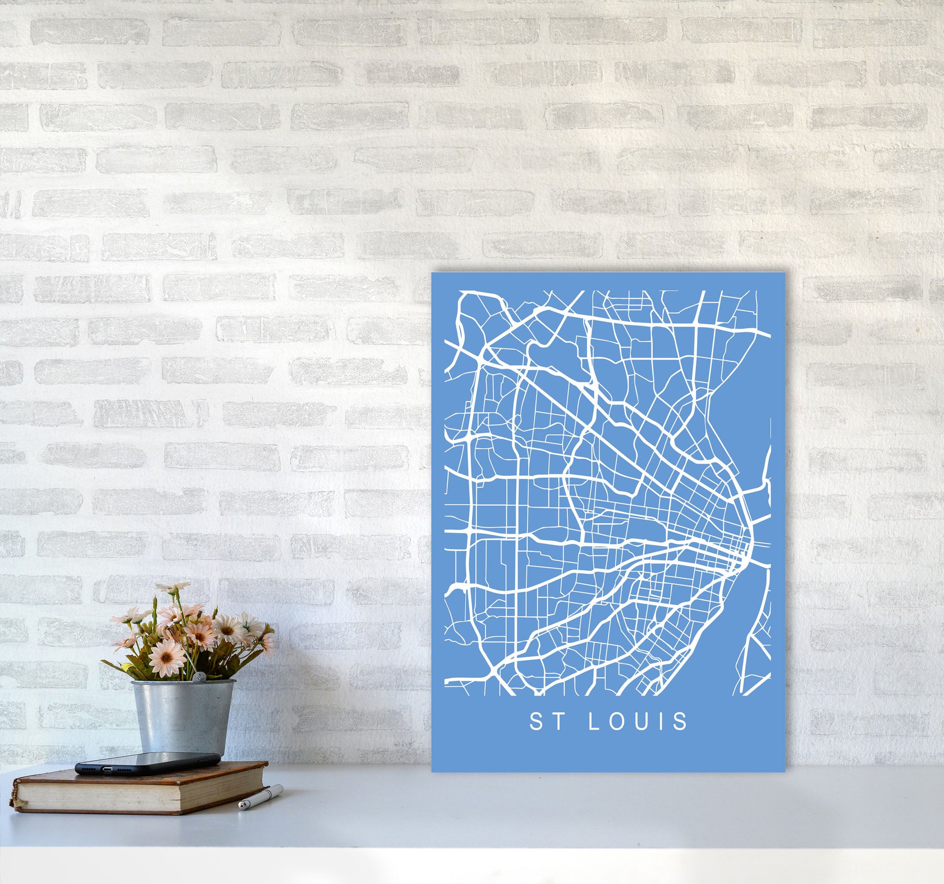 St Louis Map Blueprint Art Print by Pixy Paper A2 Black Frame