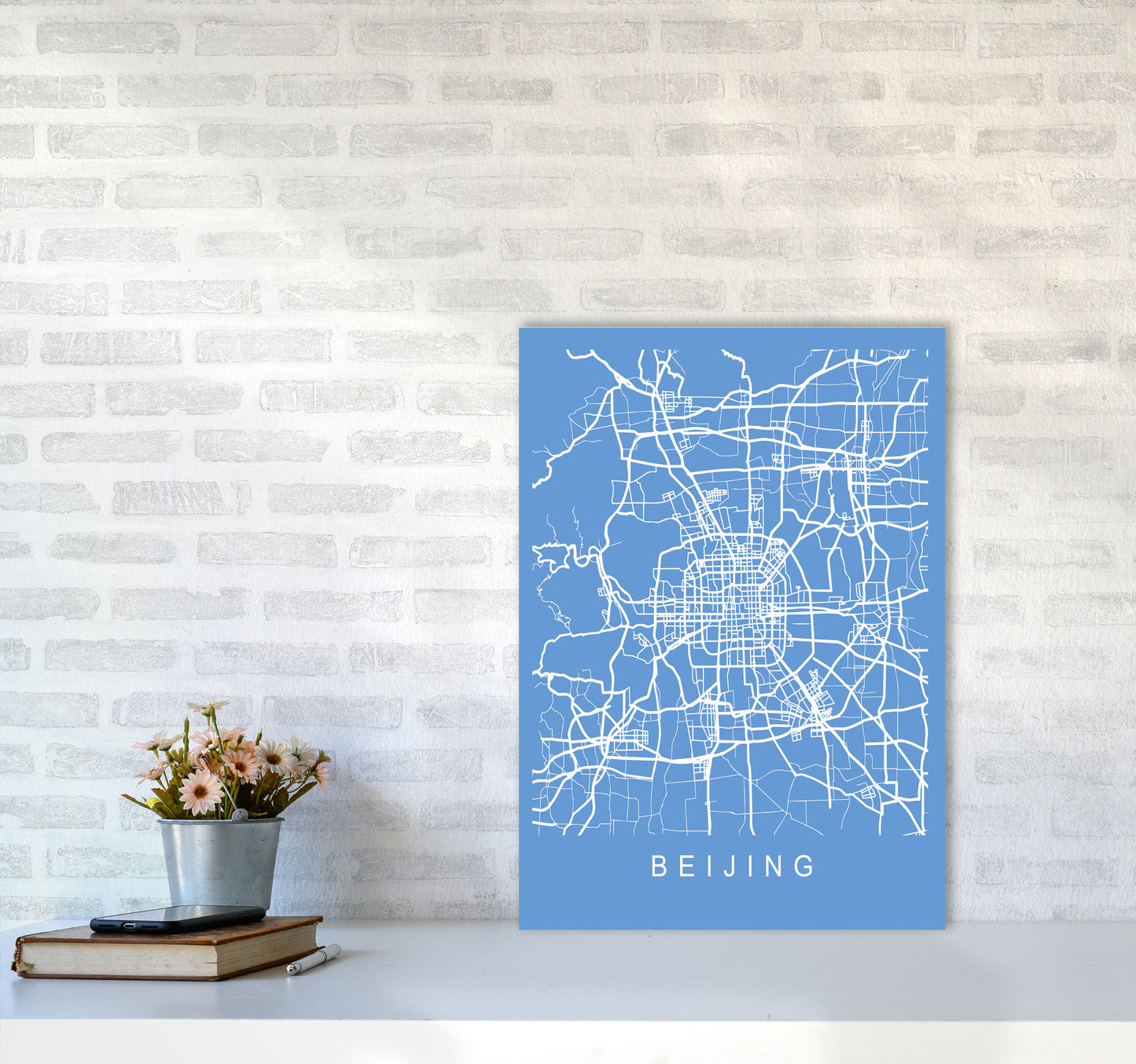 Beijing Map Blueprint Art Print by Pixy Paper A2 Black Frame