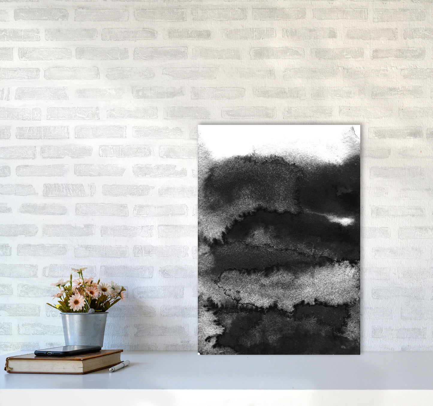 Majestic Monochrome Watercolour 16 Art Print by Pixy Paper A2 Black Frame