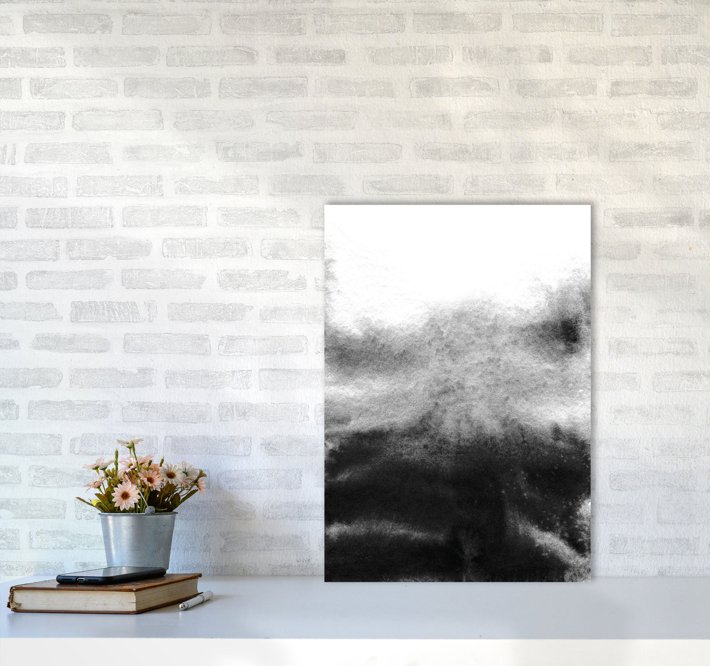 Majestic Monochrome Watercolour 19 Art Print by Pixy Paper A2 Black Frame