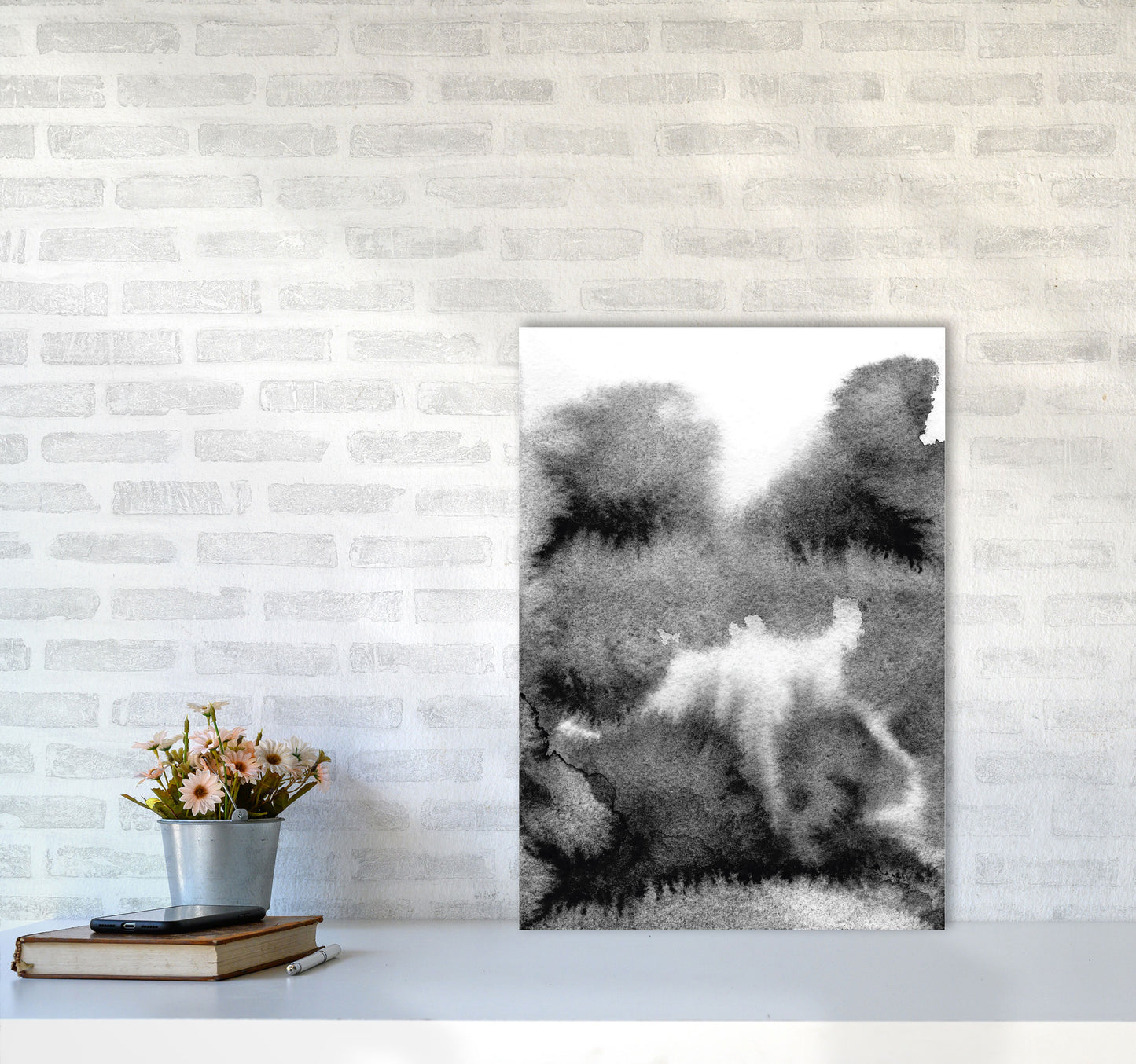Majestic Monochrome Watercolour 17 Art Print by Pixy Paper A2 Black Frame