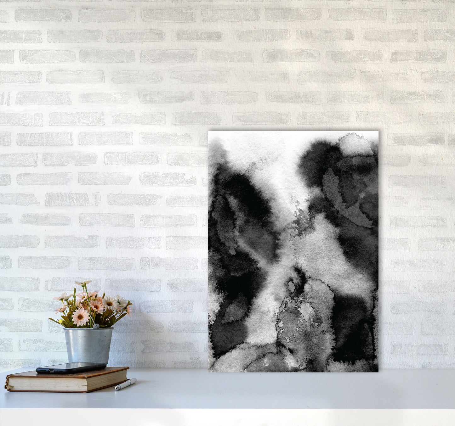 Majestic Monochrome Watercolour 11 Art Print by Pixy Paper A2 Black Frame