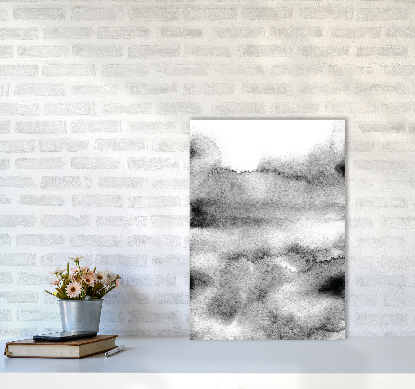 Majestic Monochrome Watercolour 04 Art Print by Pixy Paper A2 Black Frame