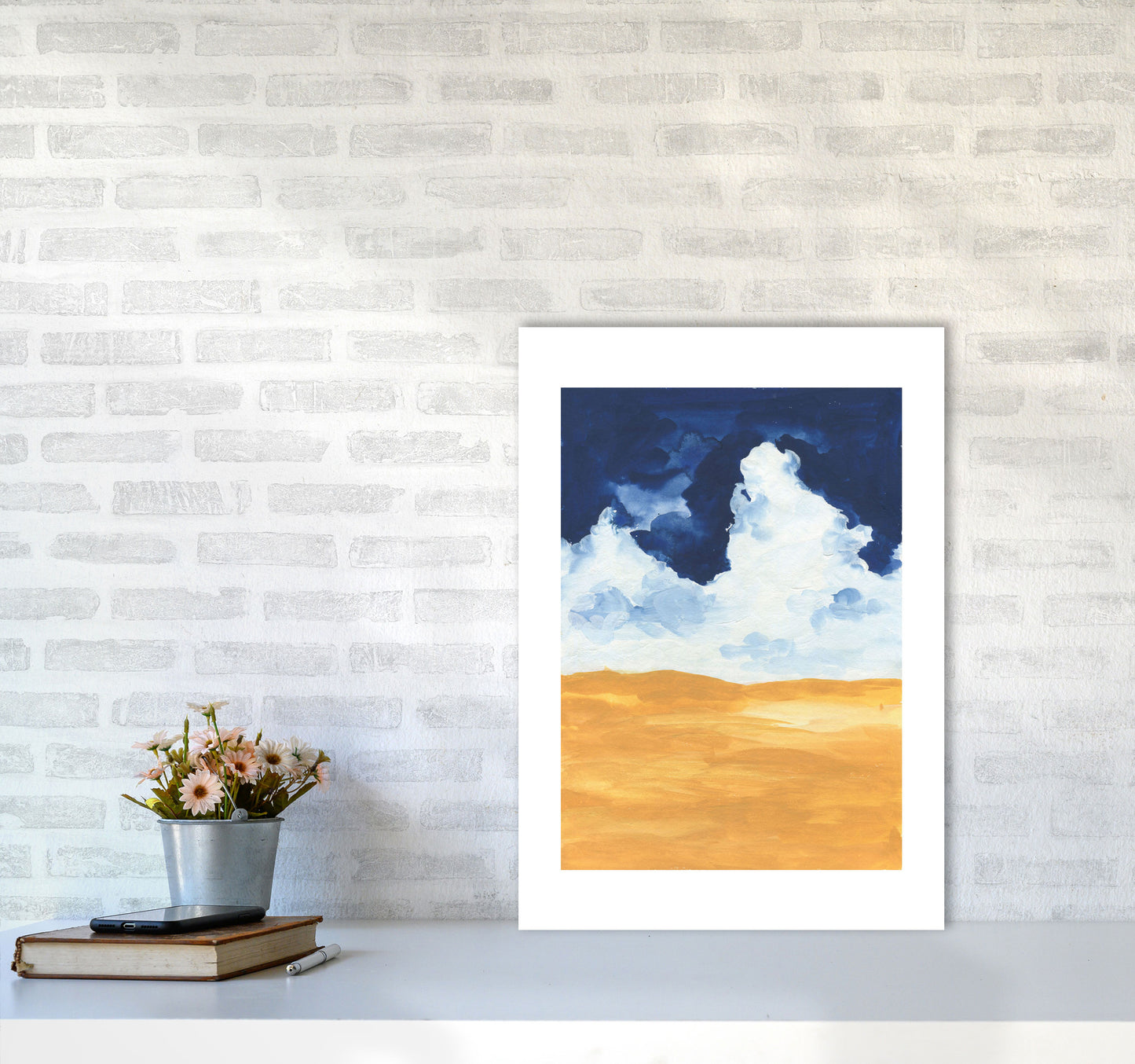 Horizon Abstract Clouds Art Print by Pixy Paper A2 Black Frame