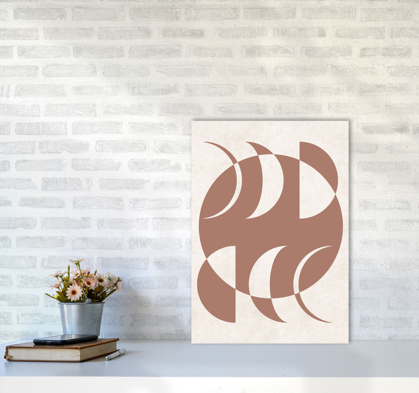 Autumn Moon Phases abstract Art Print by Pixy Paper A2 Black Frame
