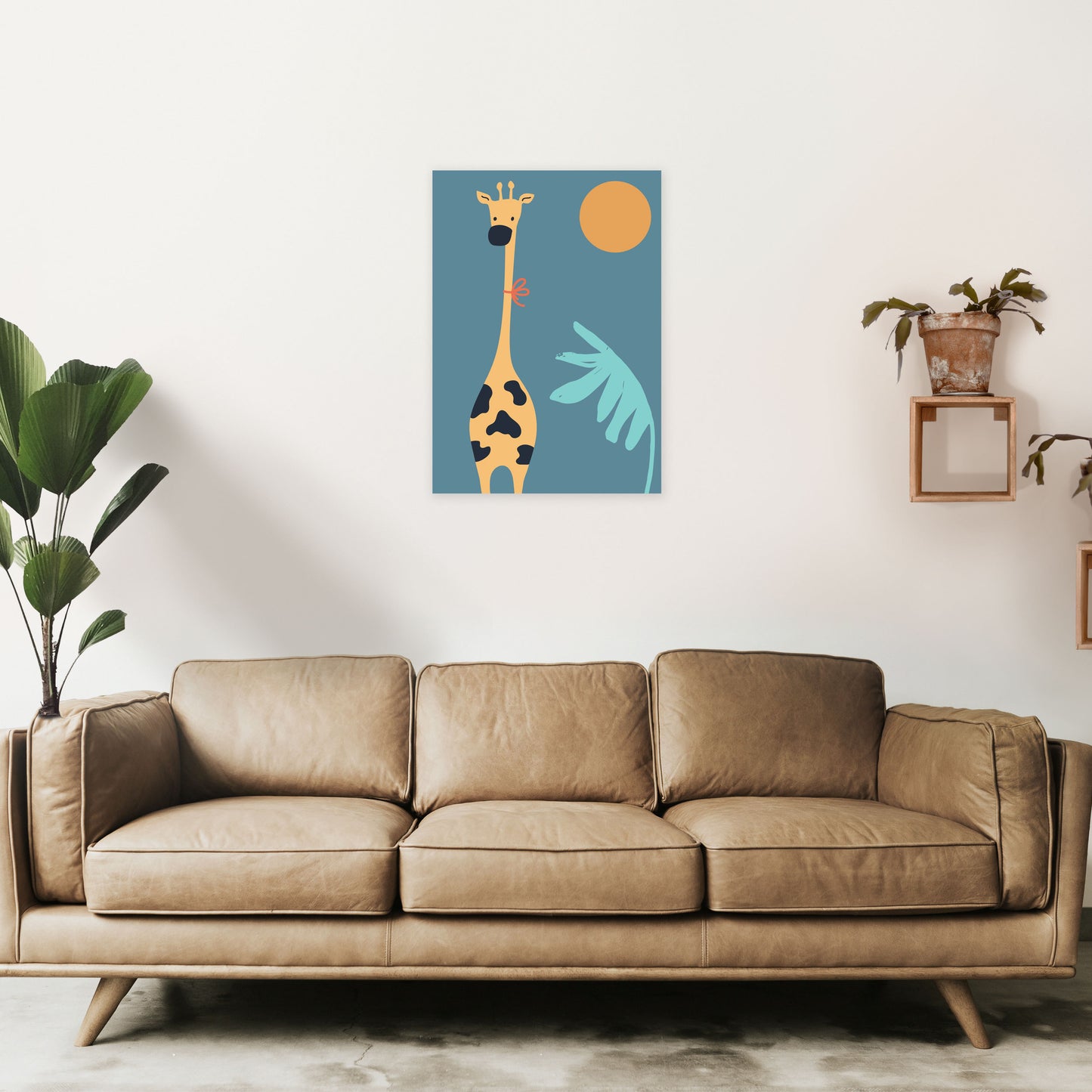 Giraffe Neutral kids Art Print by Pixy Paper A2 Black Frame