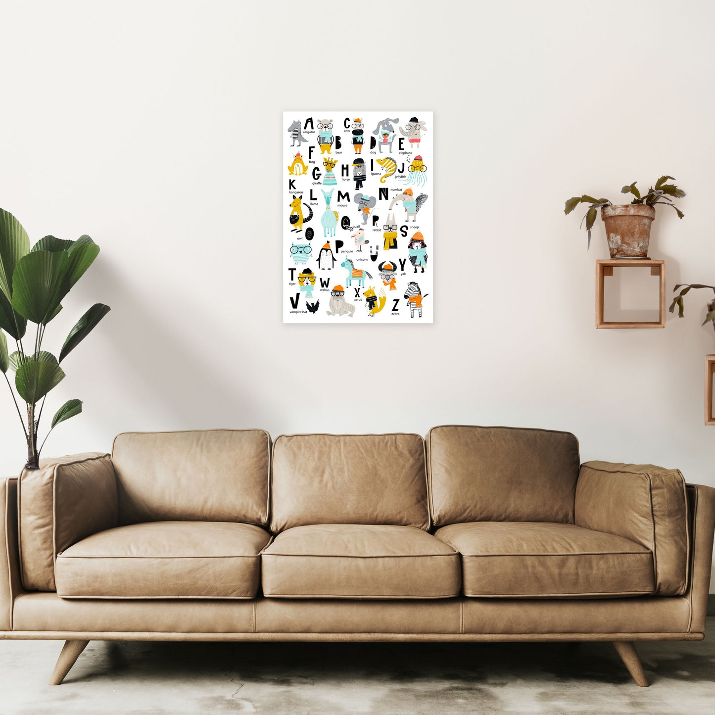 ABC Animals cool Art Print by Pixy Paper A2 Black Frame
