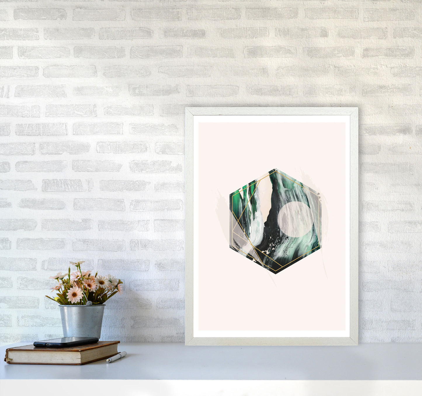 Random Geo Styles 1 Modern Print A2 Oak Frame