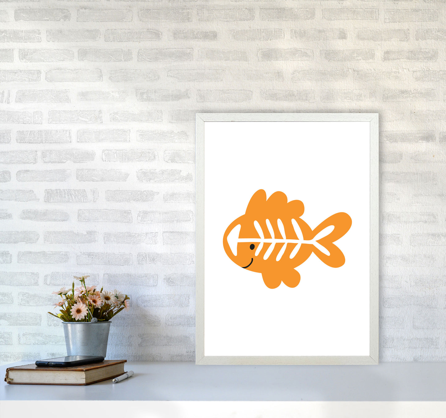 Children's Animals, X-Ray Fish Modern Print A2 Oak Frame