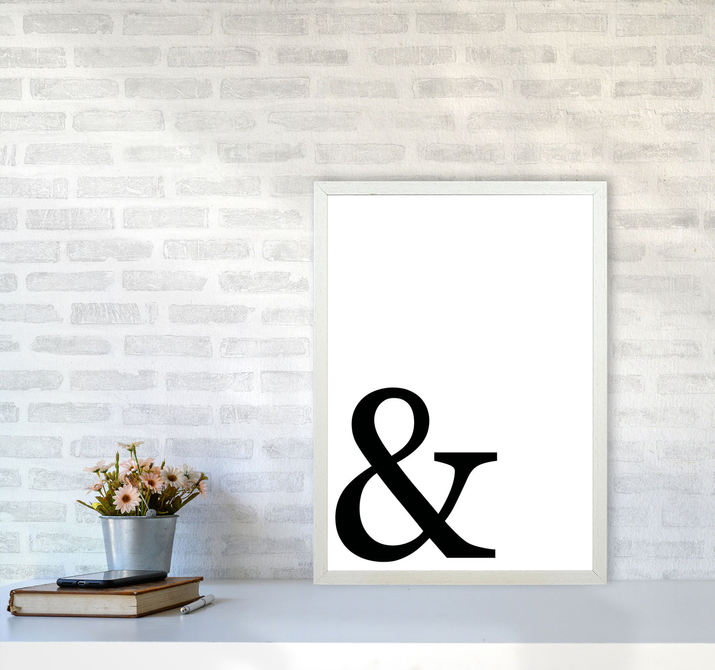 Ampersand Framed Typography Wall Art Print A2 Oak Frame