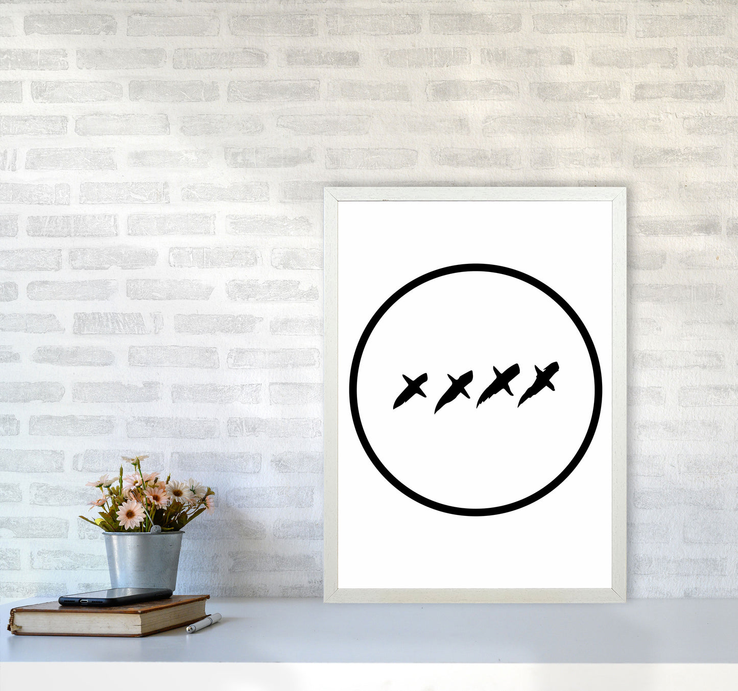 XXXX Kisses Modern Print A2 Oak Frame