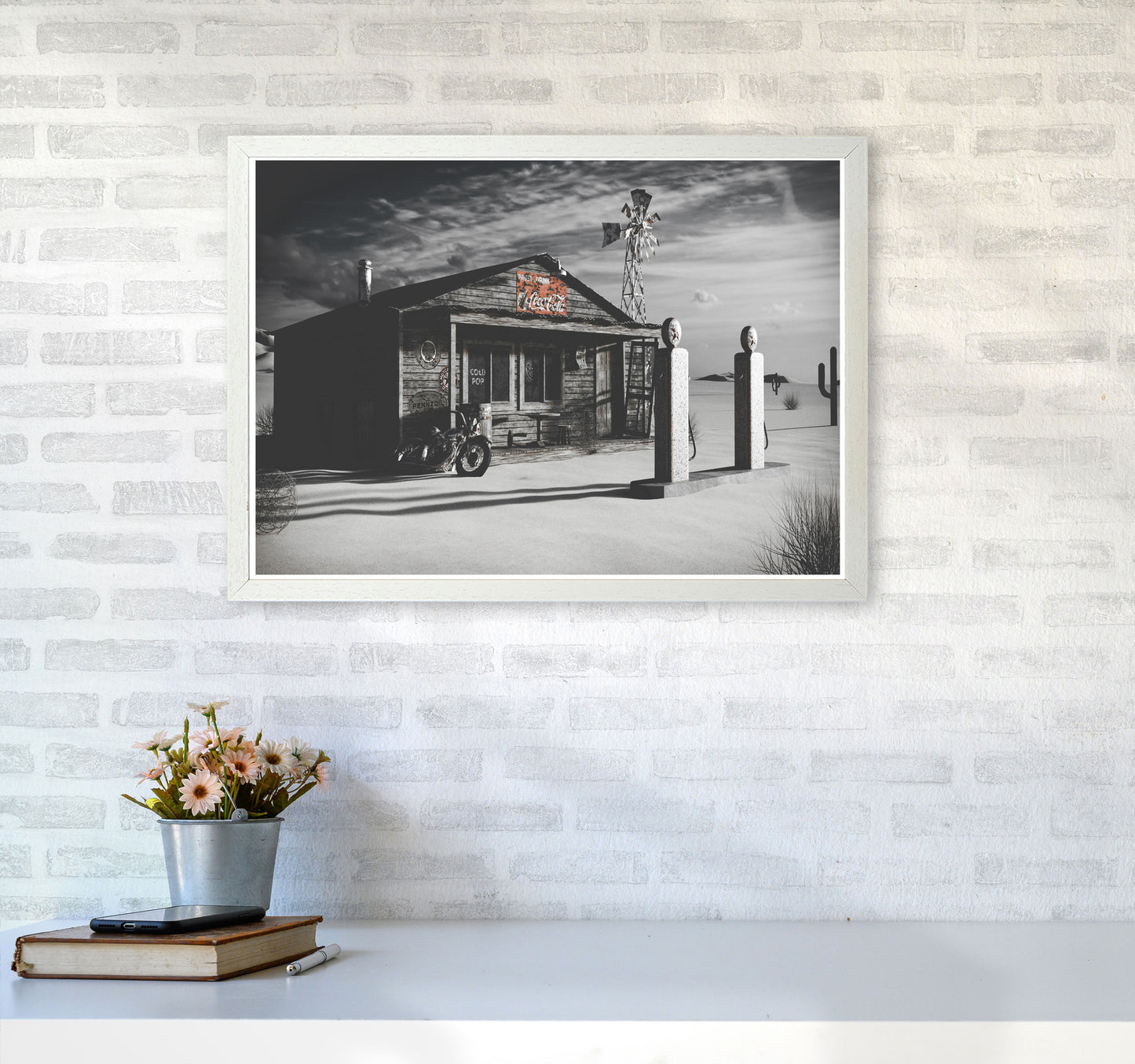 Texas Store Coca Cola Modern Print A2 Oak Frame
