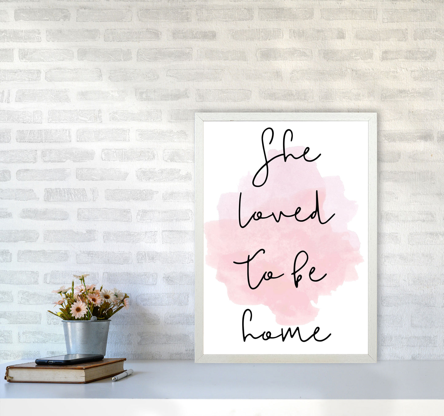 She Loved To Be HomeLink Watercolour Modern Print A2 Oak Frame