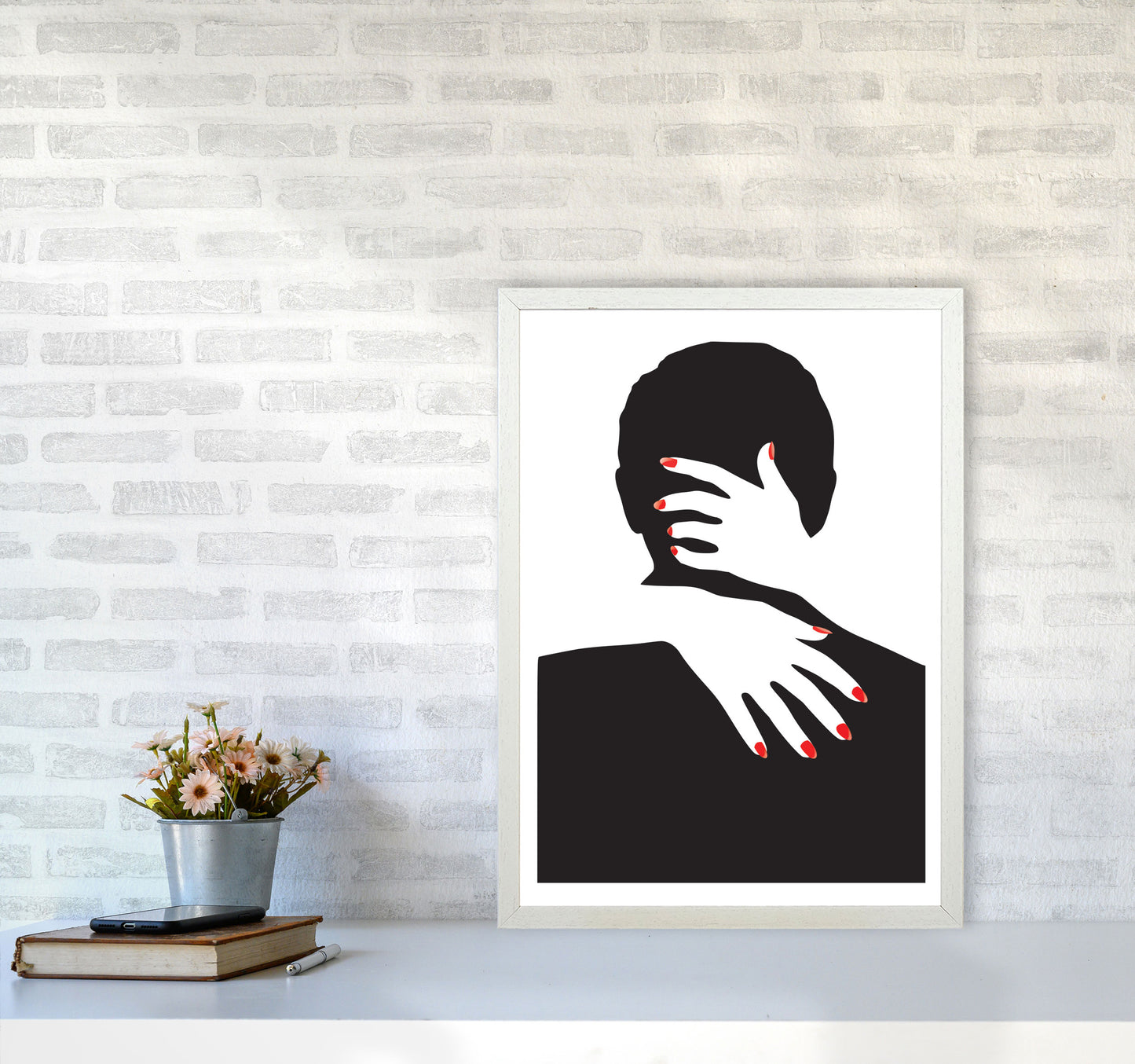 Abstract Man And Hands Modern Print A2 Oak Frame