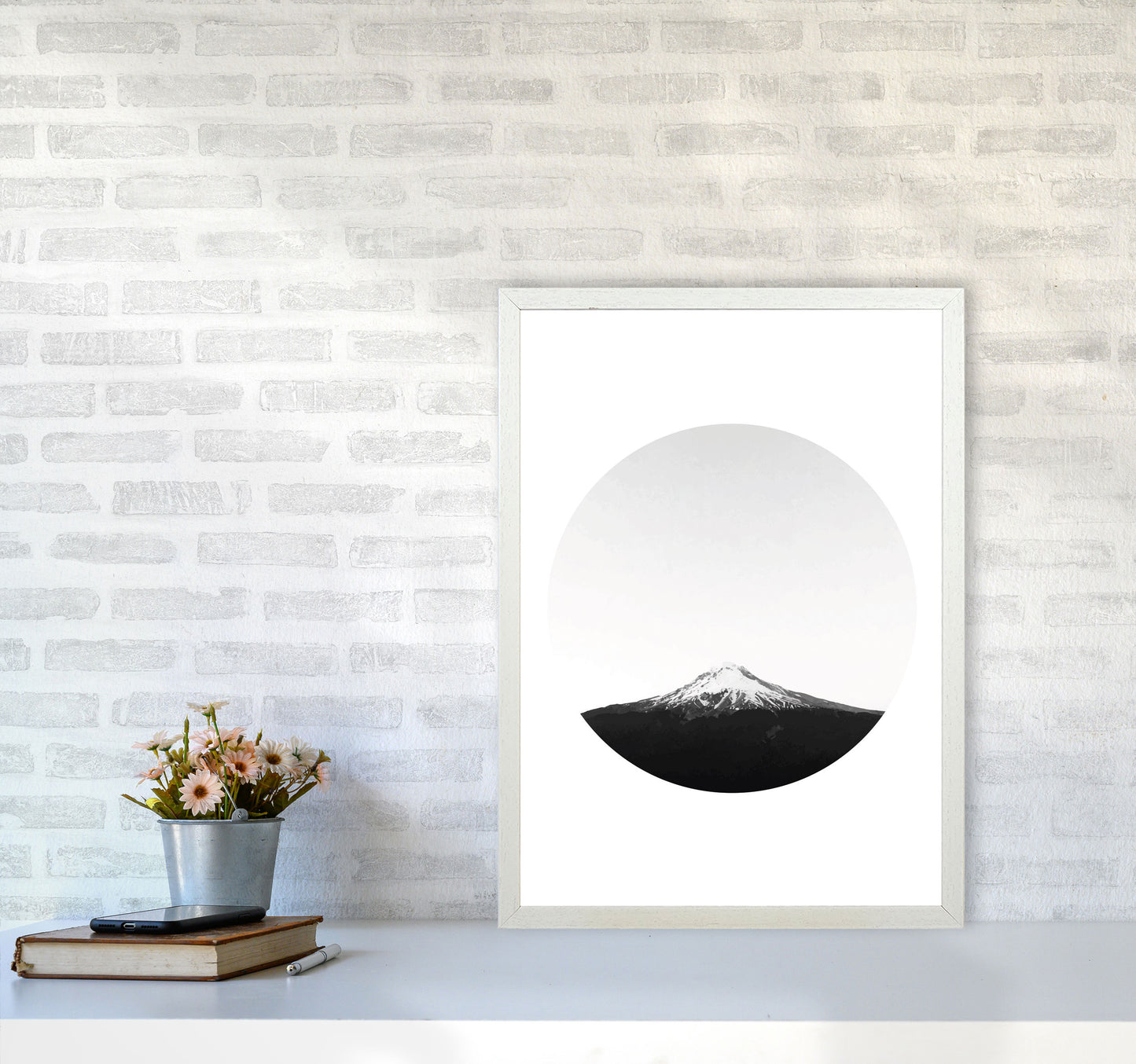 Abstract Mountain Modern Print A2 Oak Frame