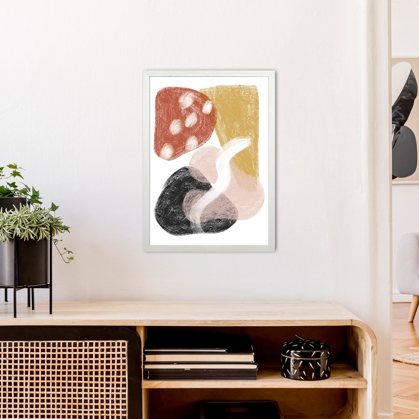 Dalia Chalk Mix Match Shapes Art Print by Pixy Paper A2 Oak Frame