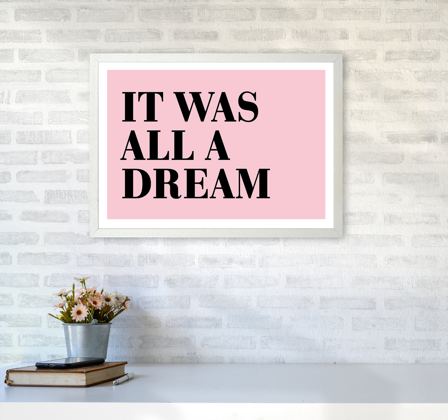 It Was All A Dream Neon Funk Art Print by Pixy Paper A2 Oak Frame