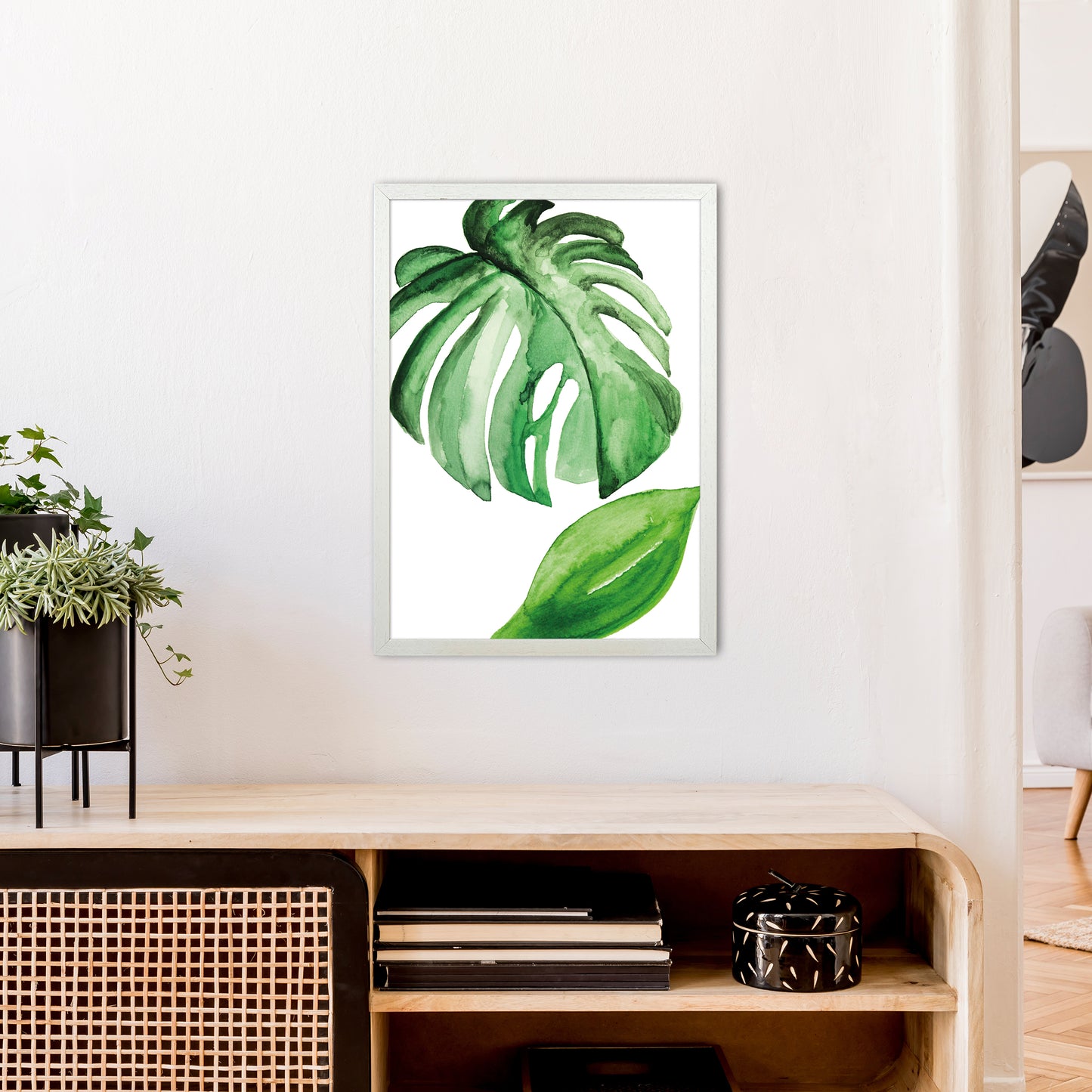 Large Leaf Exotic Art Print by Pixy Paper A2 Oak Frame
