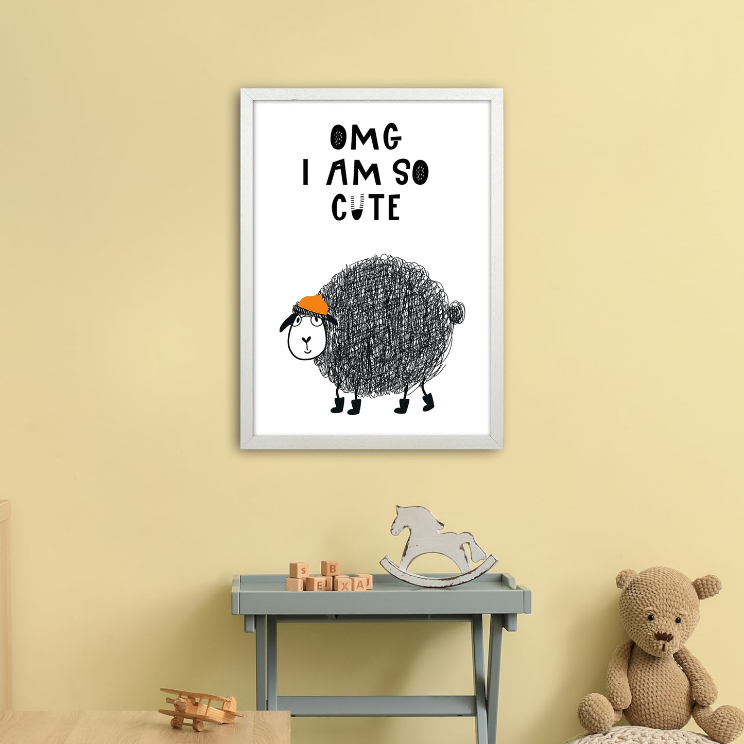 Omg I Am So Cute Animal Pop Art Print by Pixy Paper A2 Oak Frame