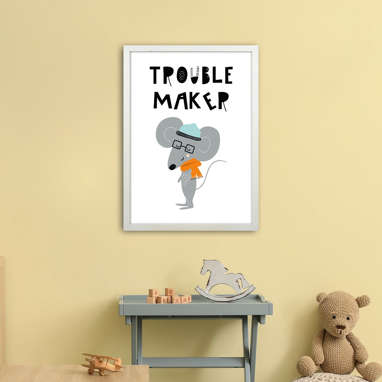 Trouble Maker Animal Pop Art Print by Pixy Paper A2 Oak Frame