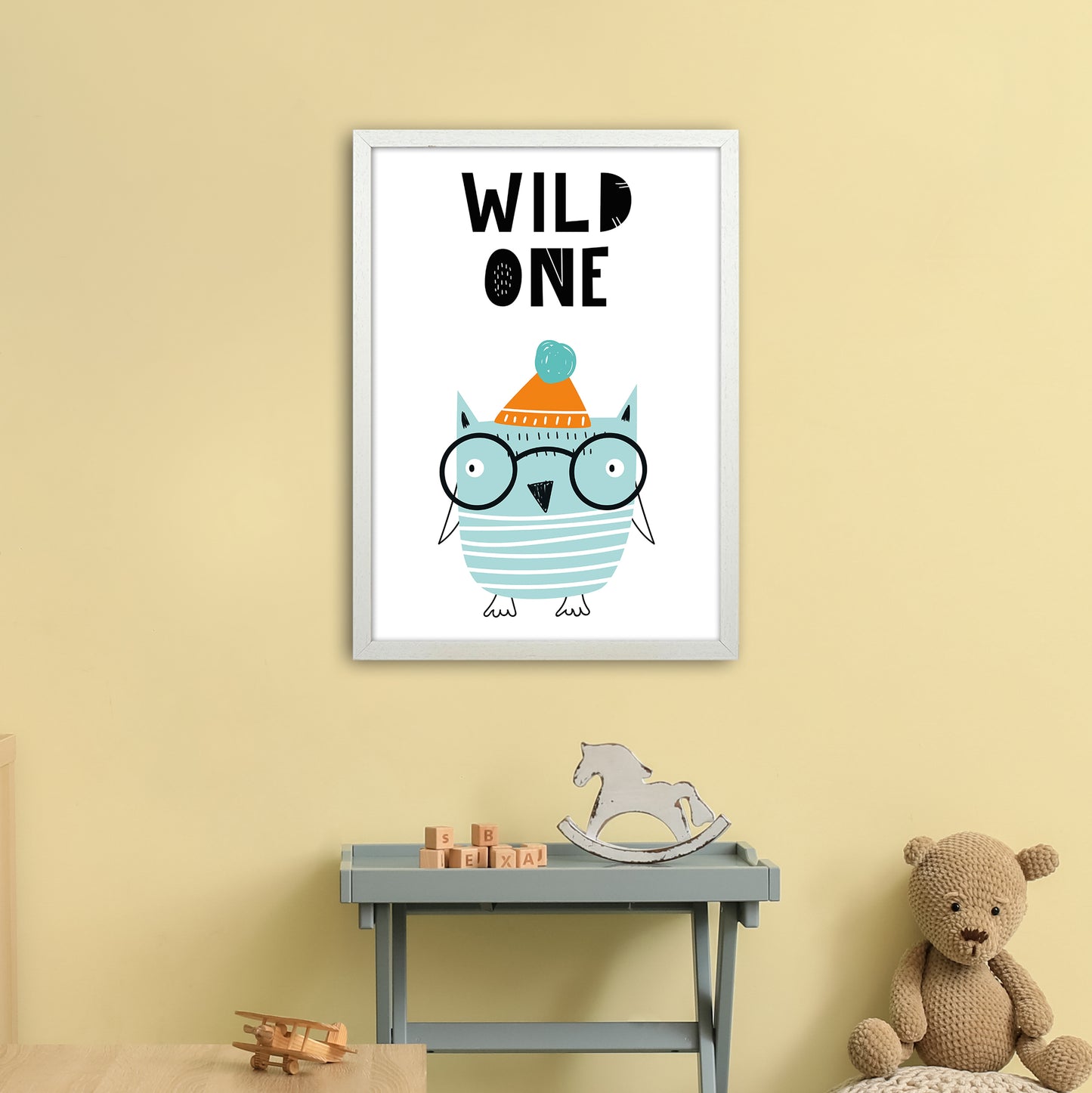 Wild One Owl Animal Pop Art Print by Pixy Paper A2 Oak Frame