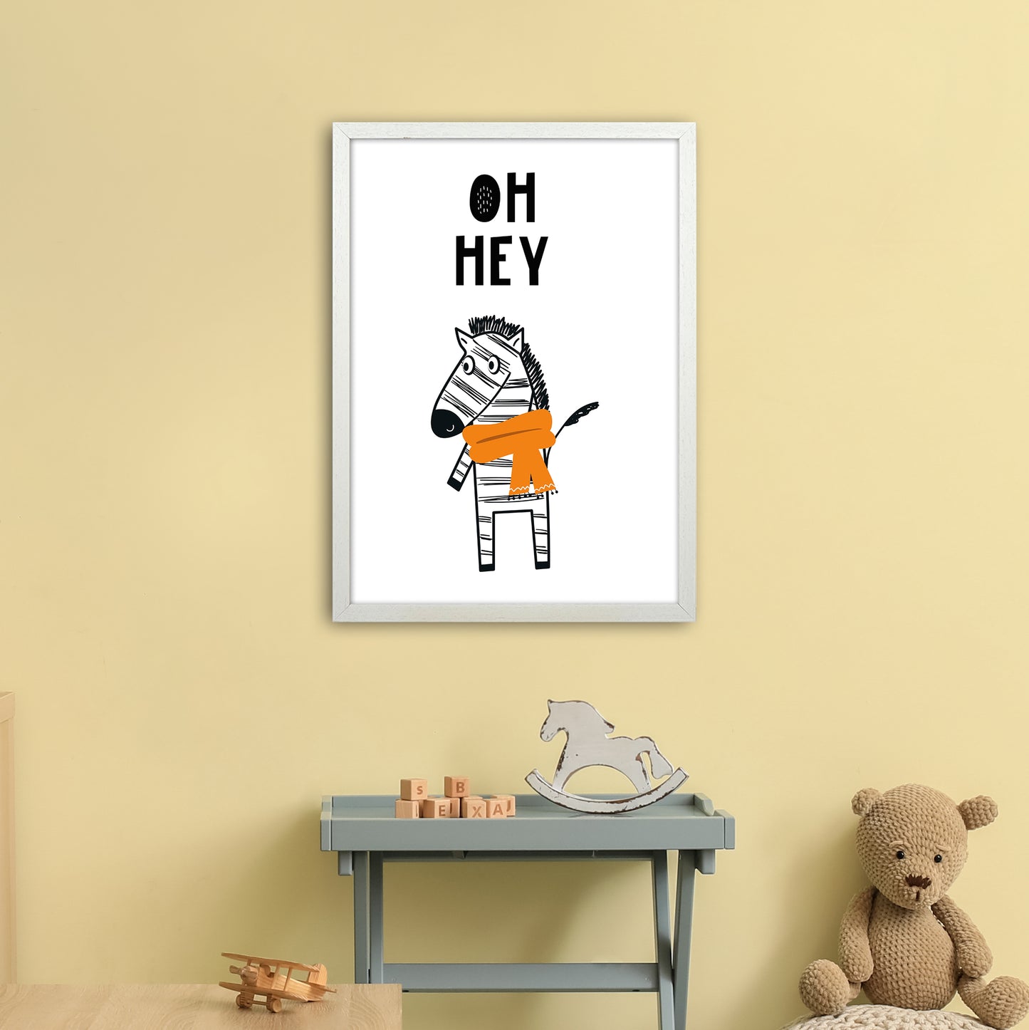 Oh Hey Zebra Animal Pop Art Print by Pixy Paper A2 Oak Frame