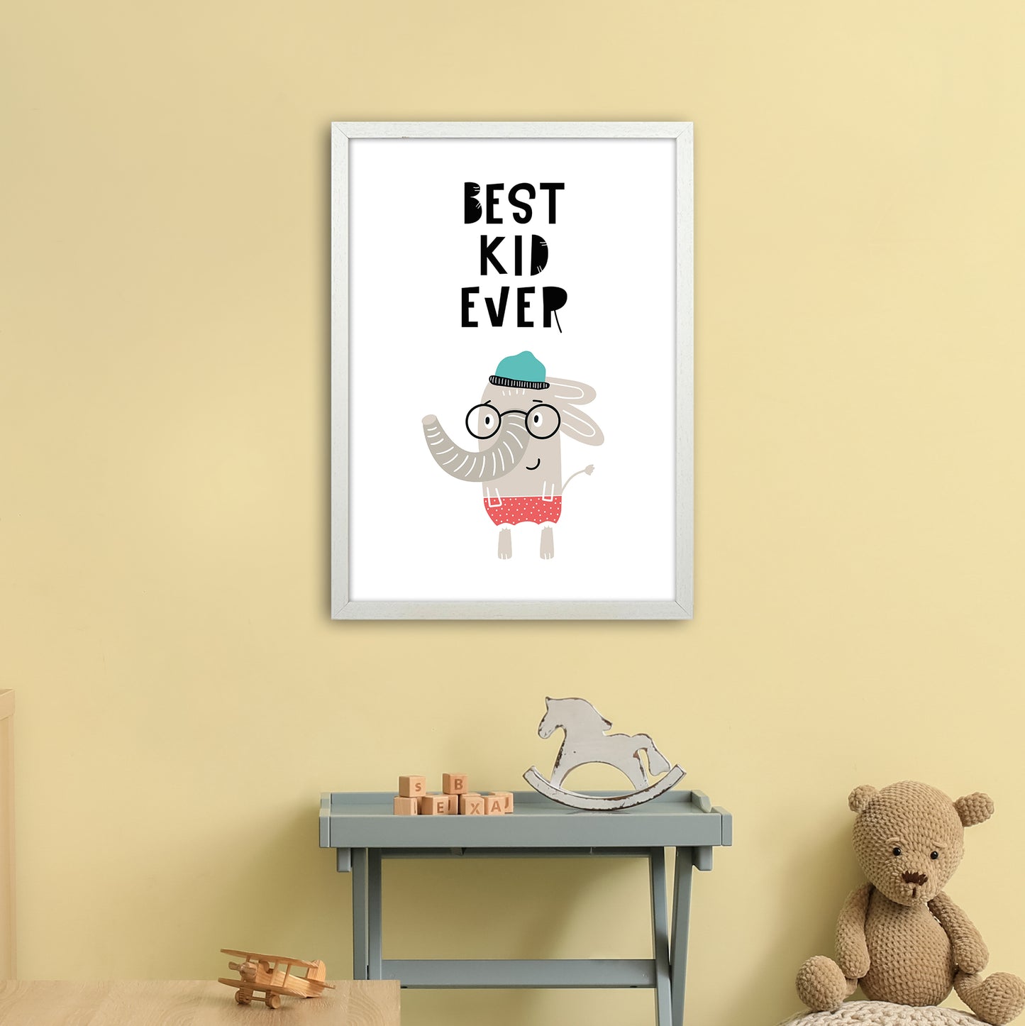 Best Kid Ever Animal Pop Art Print by Pixy Paper A2 Oak Frame
