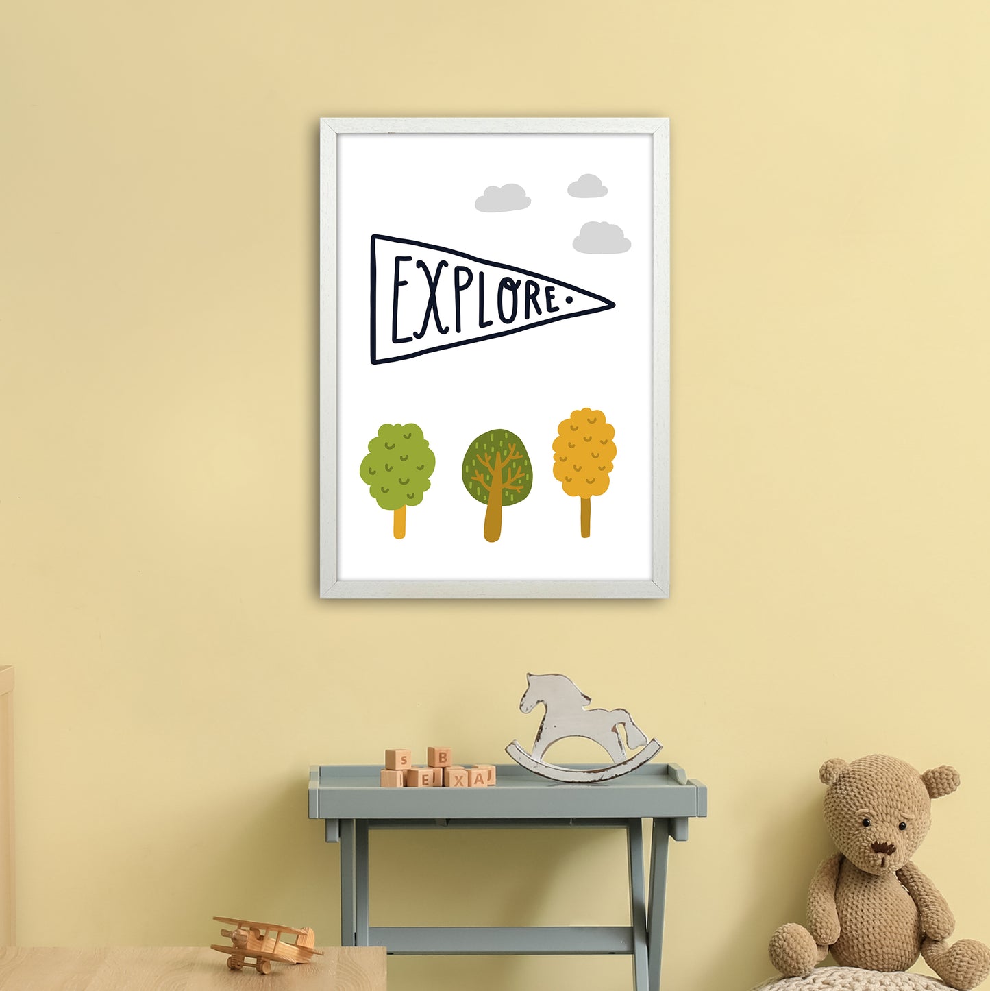 Little Explorer Sign Art Print by Pixy Paper A2 Oak Frame
