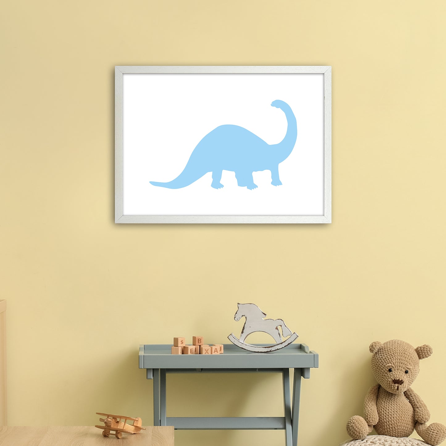 Sauro Light Blue Art Print by Pixy Paper A2 Oak Frame