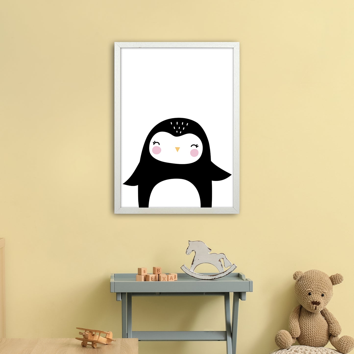 Penguin Art Print by Pixy Paper A2 Oak Frame