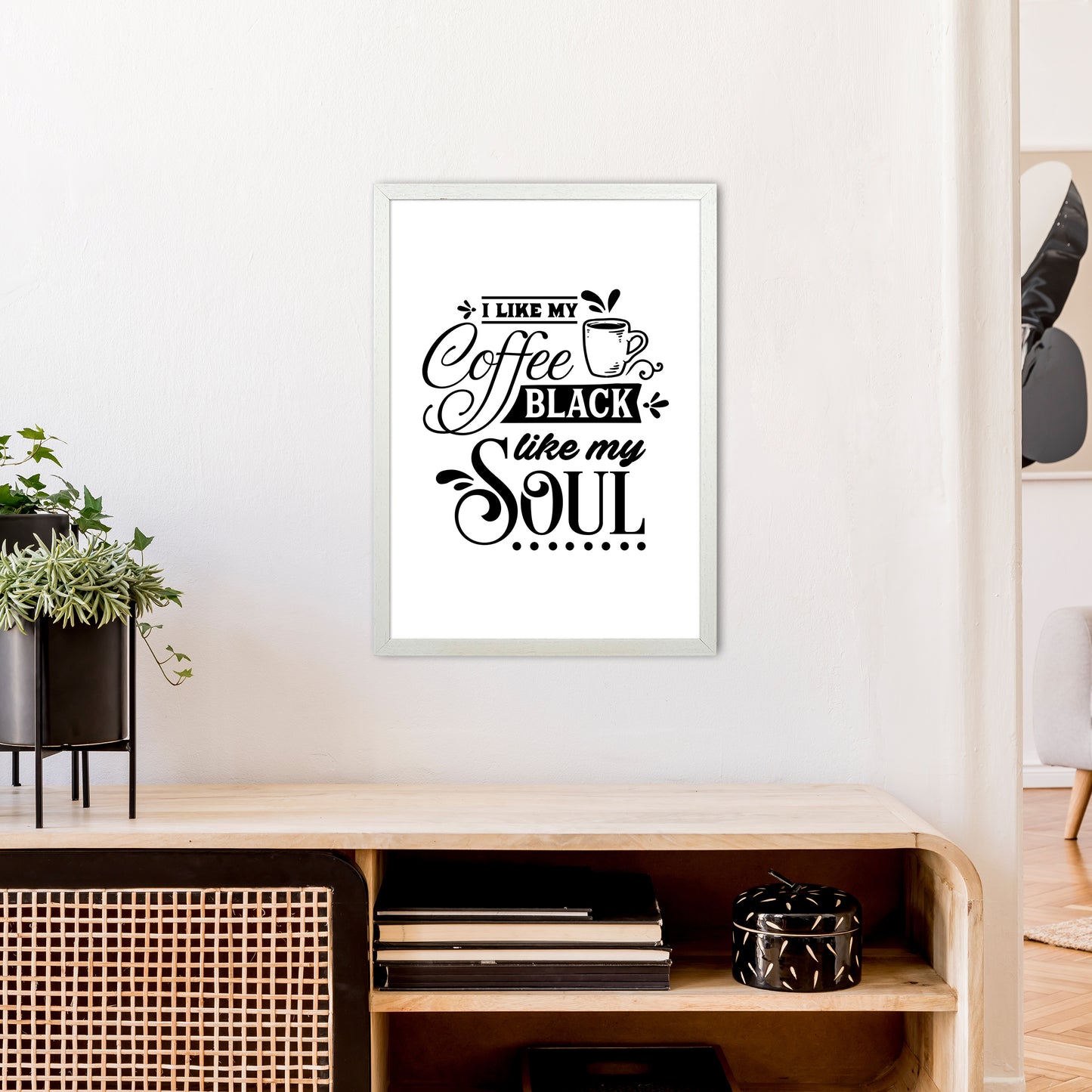 Coffee Black Like My Soul Art Print by Pixy Paper A2 Oak Frame