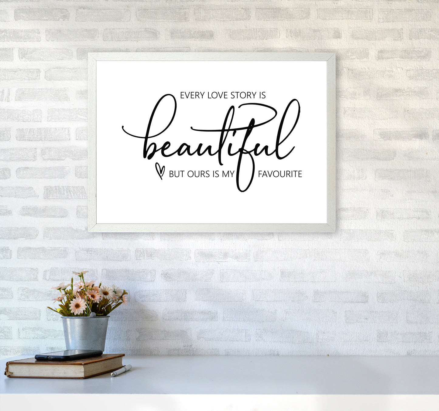 Every Love Story Is Beautiful Art Print by Pixy Paper A2 Oak Frame