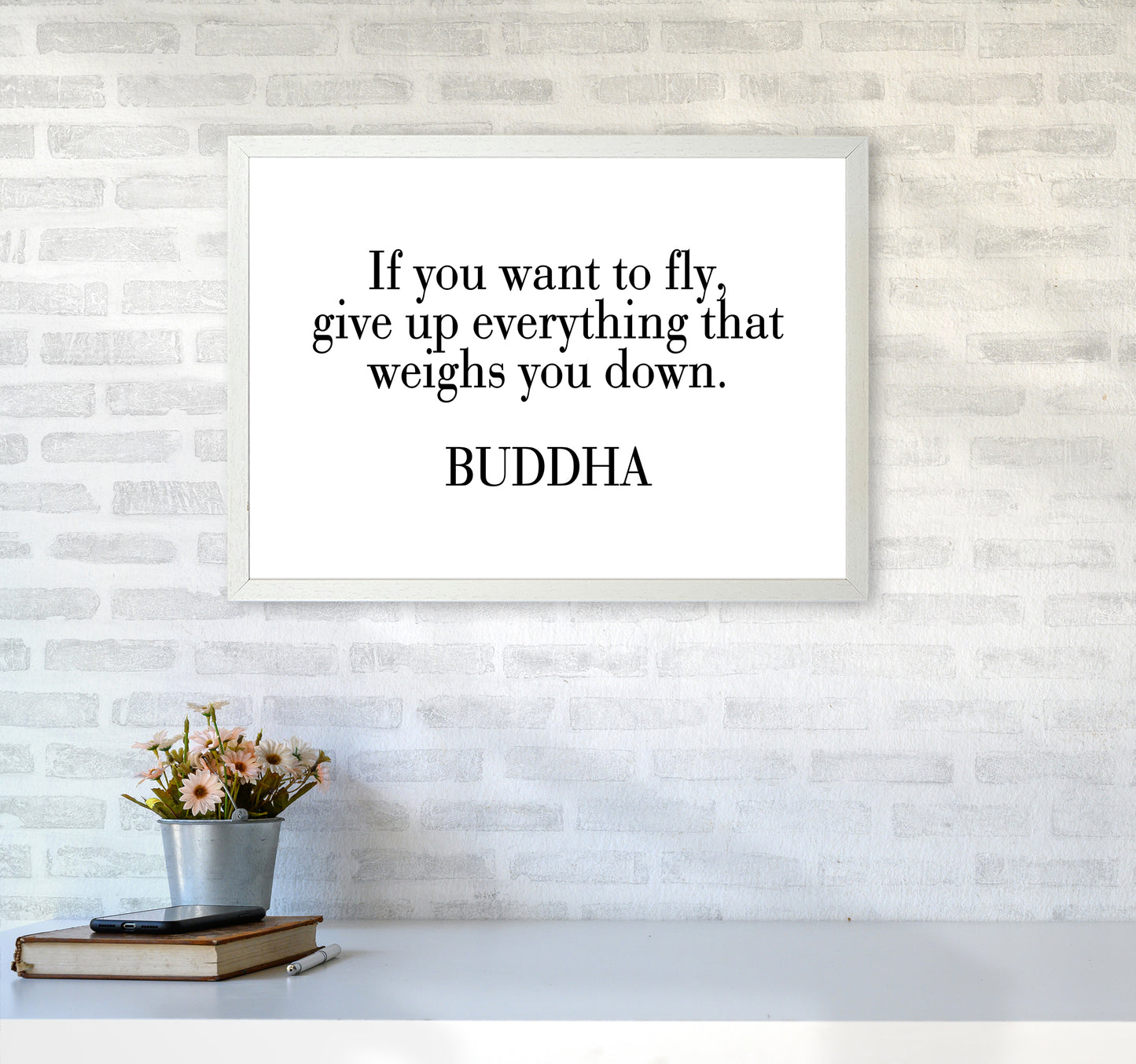 If You Want To Fly - Buddha Art Print by Pixy Paper A2 Oak Frame
