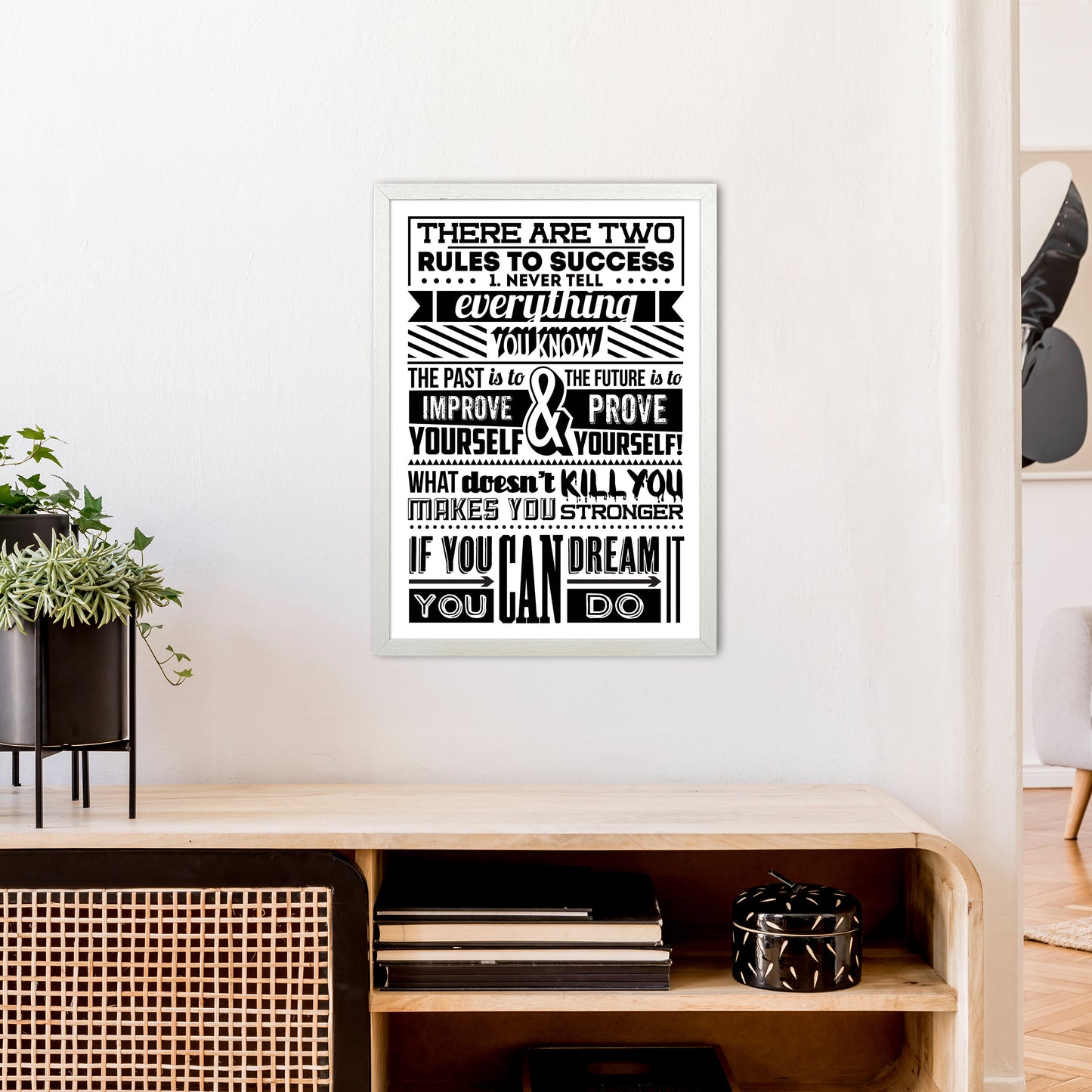 Rules To Success Vintage Art Print by Pixy Paper A2 Oak Frame