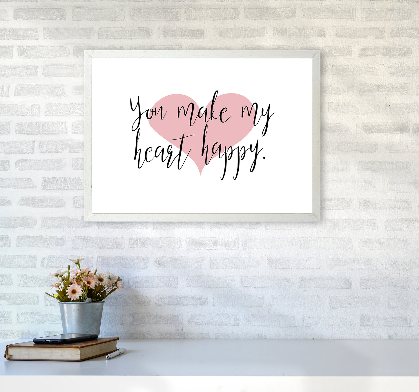 You Make My Heart Happy Art Print by Pixy Paper A2 Oak Frame