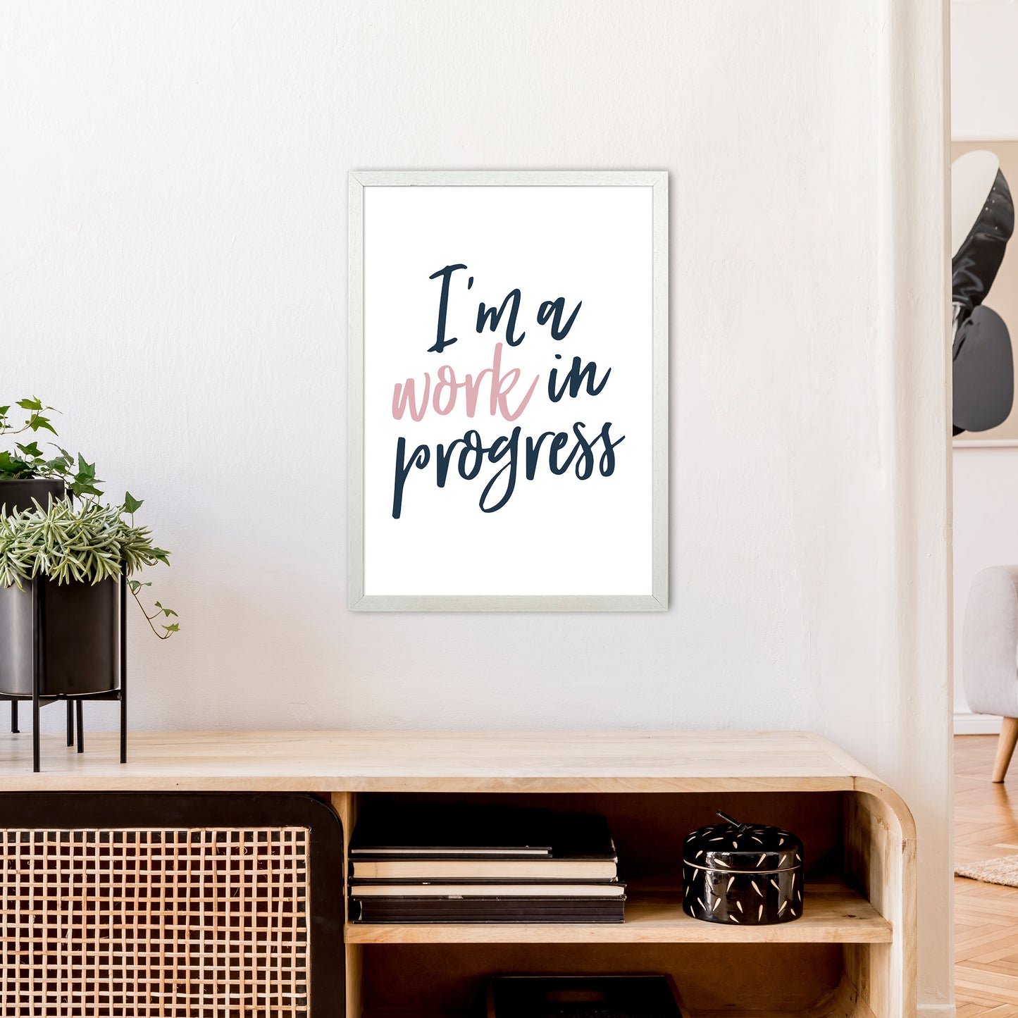 I'M A Work In Progress Art Print by Pixy Paper A2 Oak Frame