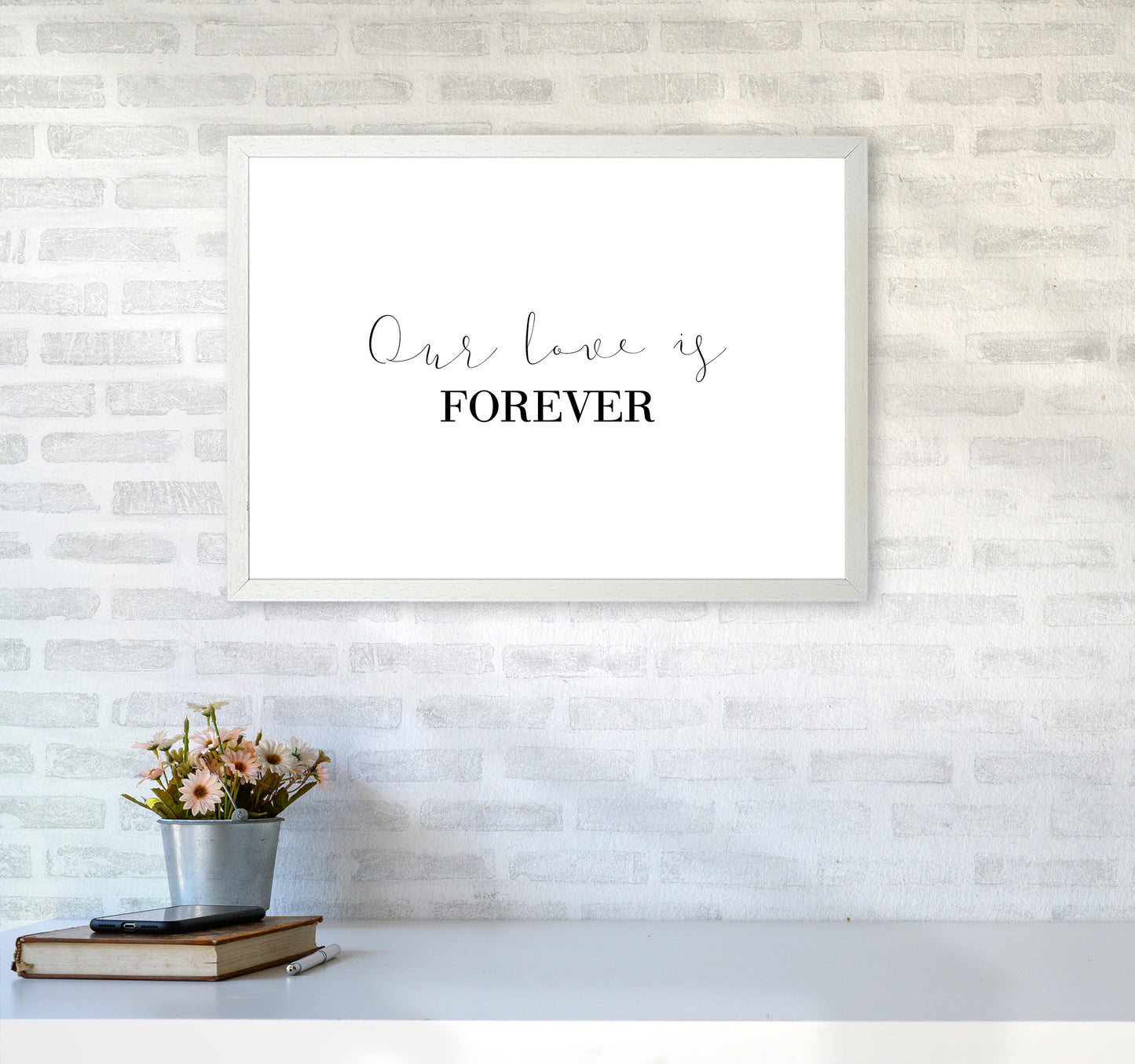 Our Love Is Forever Art Print by Pixy Paper A2 Oak Frame