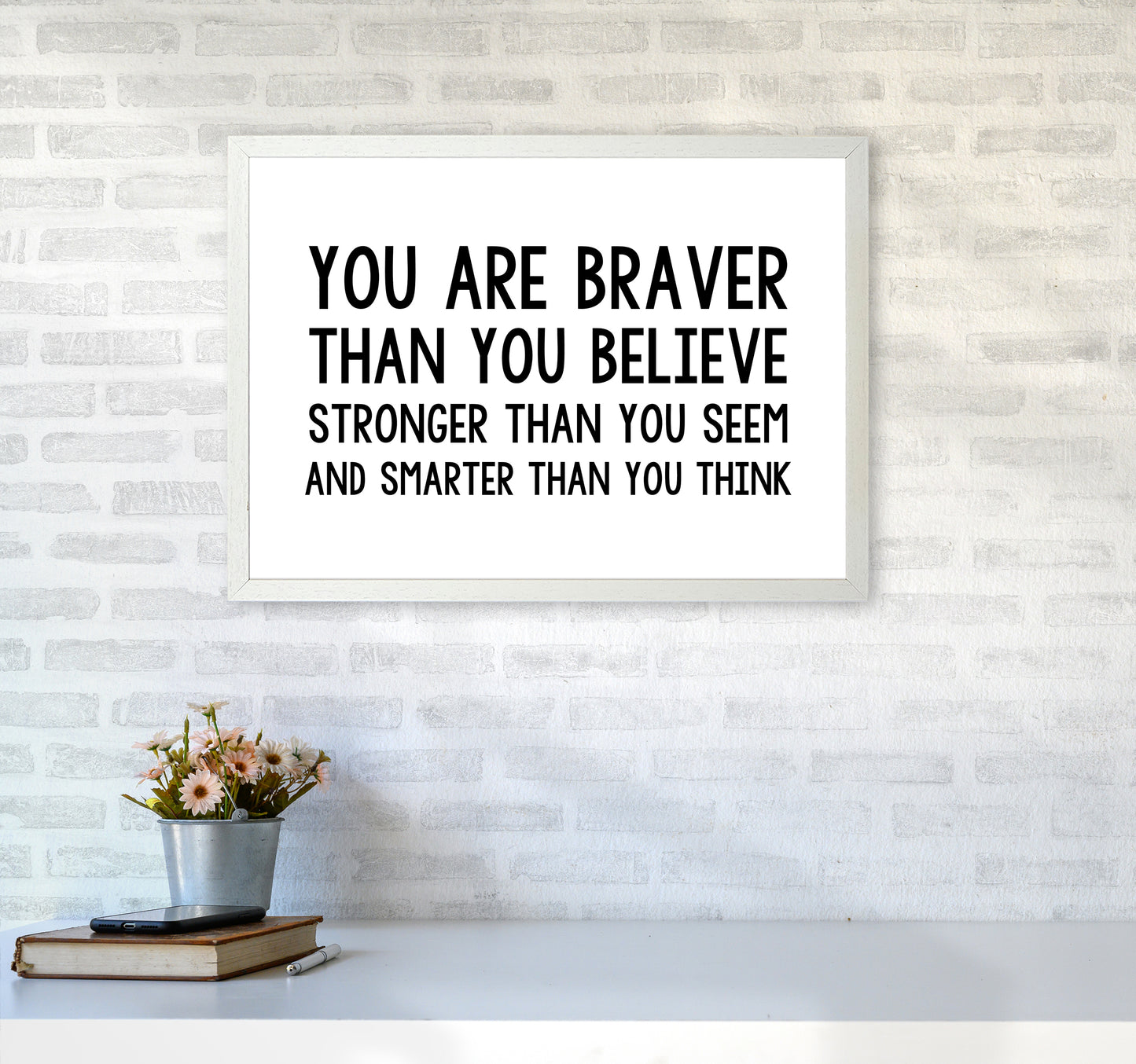 You Are Braver Bold Art Print by Pixy Paper A2 Oak Frame