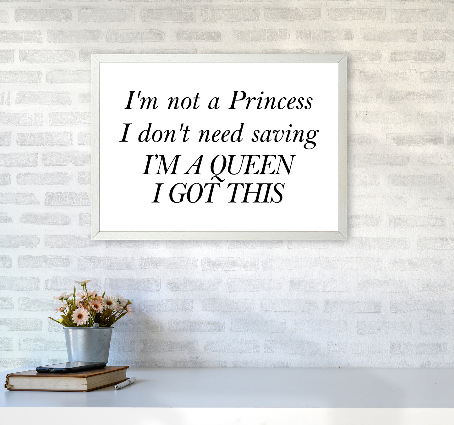 I'M Not A Princess Art Print by Pixy Paper A2 Oak Frame