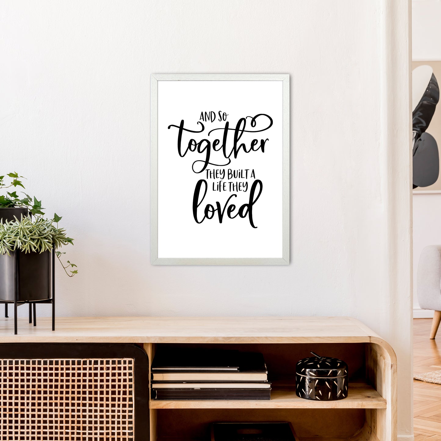 And So Together Art Print by Pixy Paper A2 Oak Frame