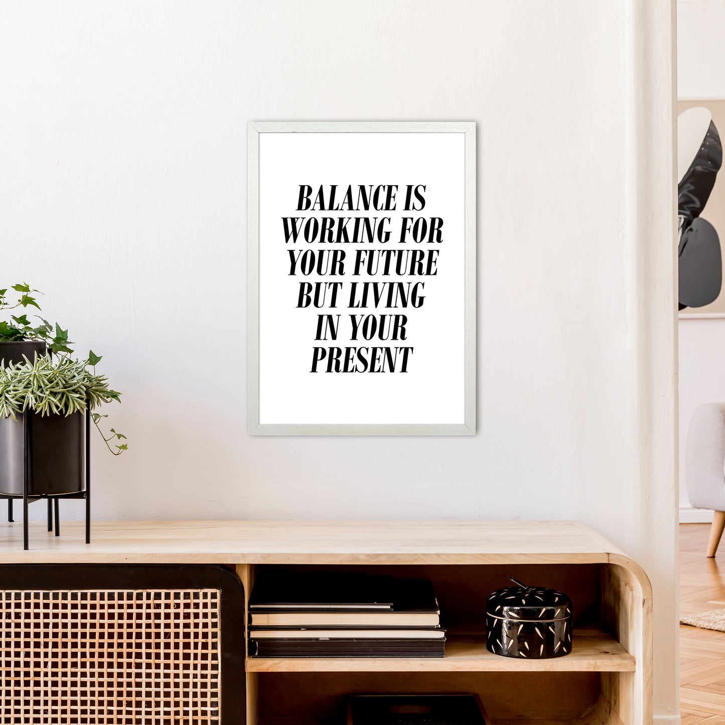 Balance Is Art Print by Pixy Paper A2 Oak Frame