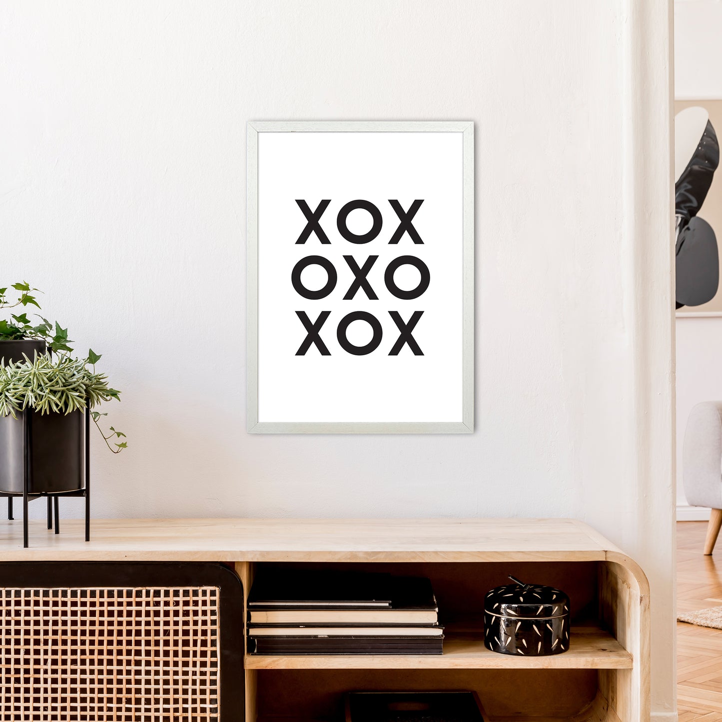 Xox Art Print by Pixy Paper A2 Oak Frame